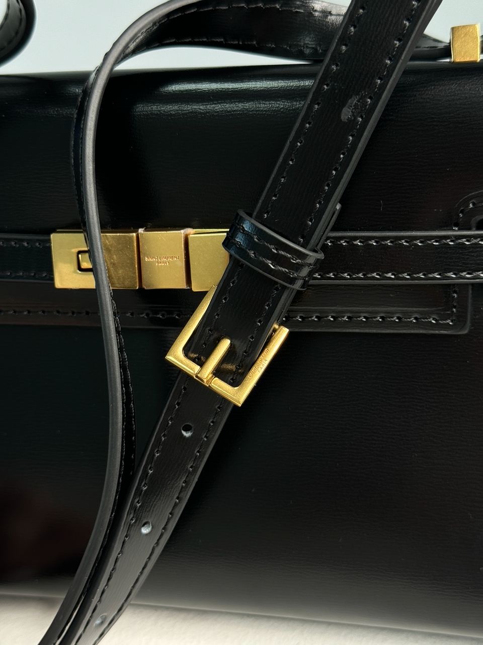 Saint Laurent Manhattan Mini Leather Shoulder Bag Black - 10