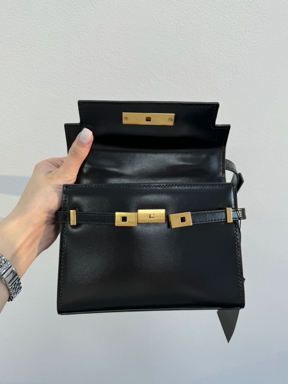 Saint Laurent Manhattan Mini Leather Shoulder Bag Black - 21