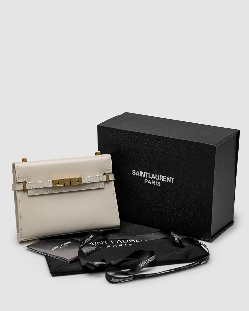 Saint Laurent Manhattan Mini Leather Shoulder Bag Cream - 4