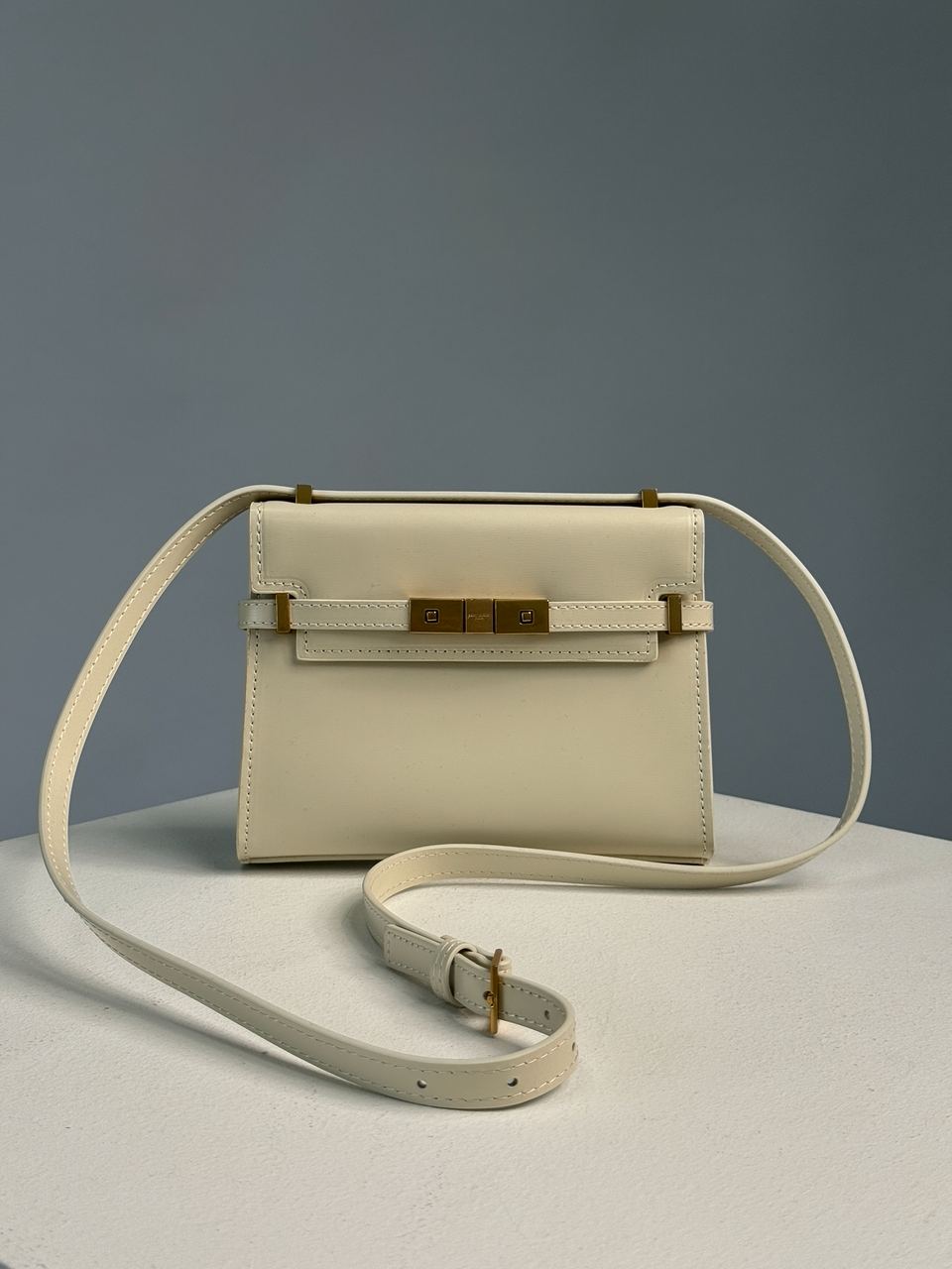 Saint Laurent Manhattan Mini Leather Shoulder Bag Cream - 6