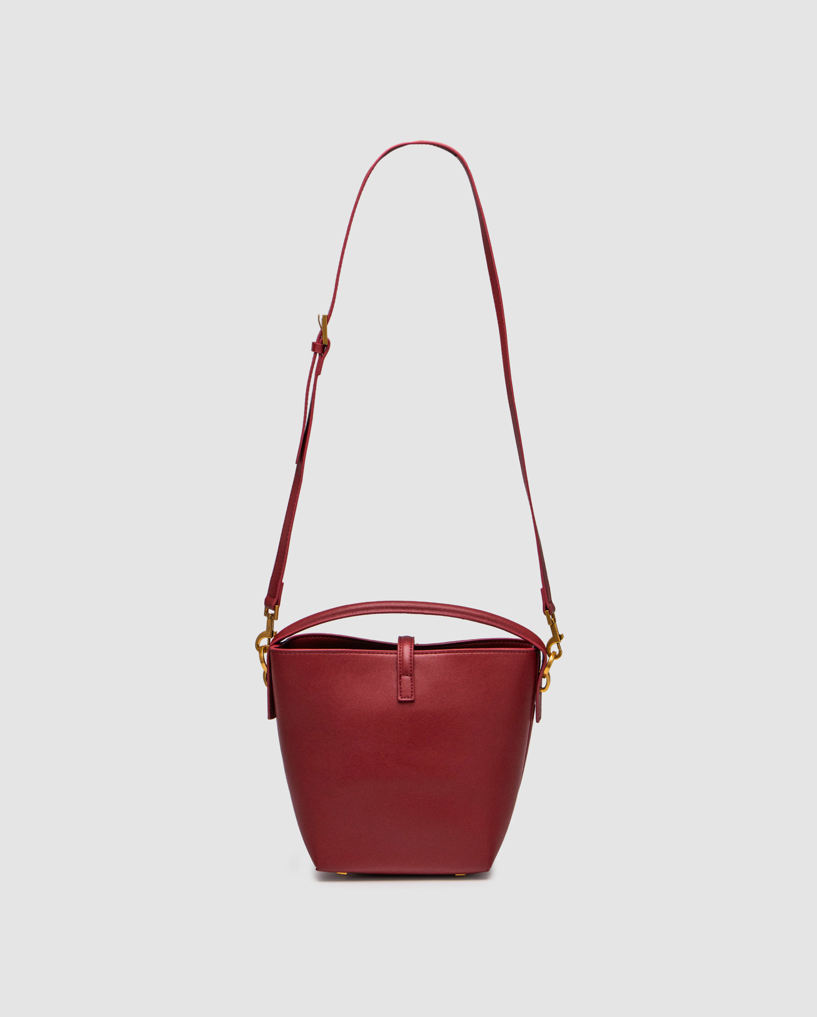 Saint Laurent Medium Le 37 Shiny Leather Bucket Bag Burgundy - 2