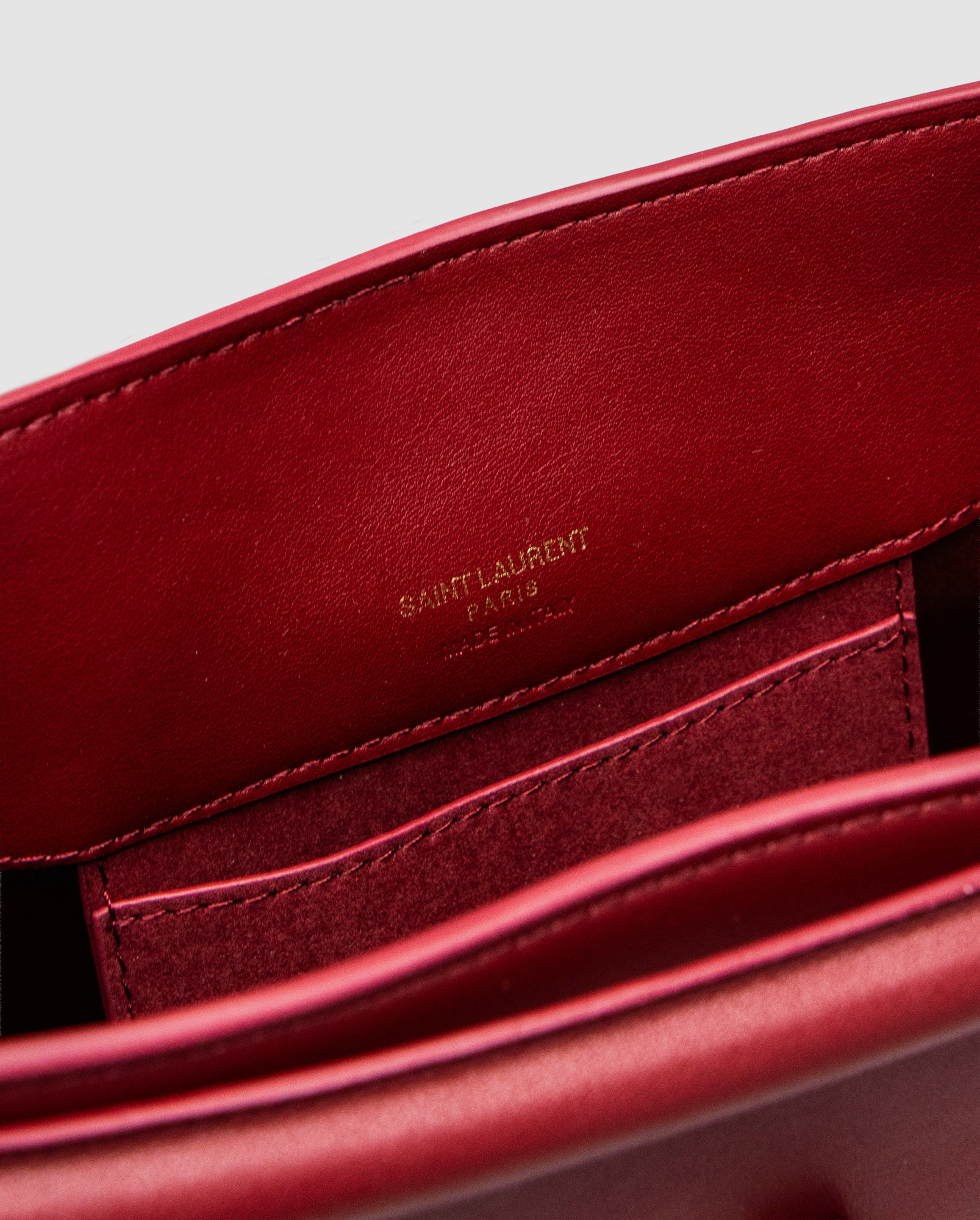 Saint Laurent Medium Le 37 Shiny Leather Bucket Bag Burgundy - 5