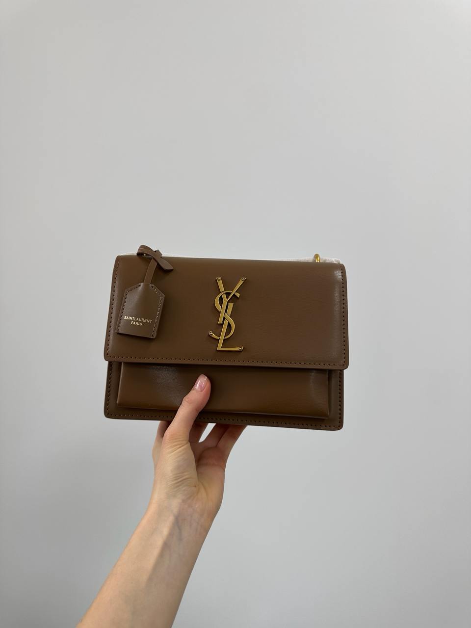 Saint Laurent Medium Sunset in Smooth Leather Brown/Gold - 4