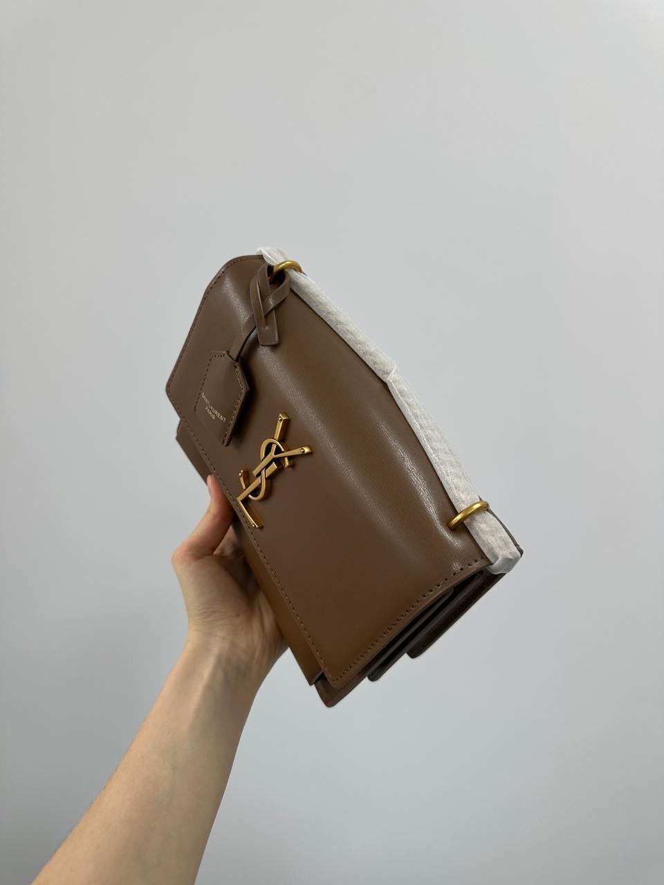 Saint Laurent Medium Sunset in Smooth Leather Brown/Gold - 8