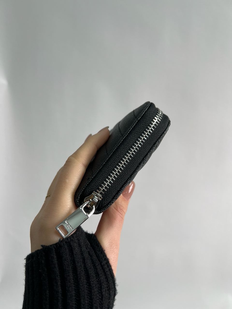 Saint Laurent Plain Leather Long Wallet Black/Silver - 11