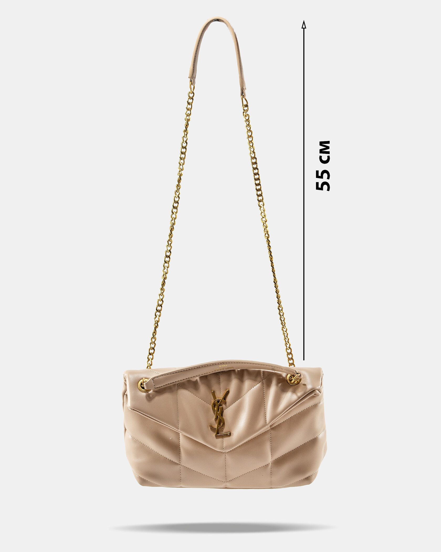 Saint Laurent Puffer Small in Nappa Leather Beige Gold Chain - 4