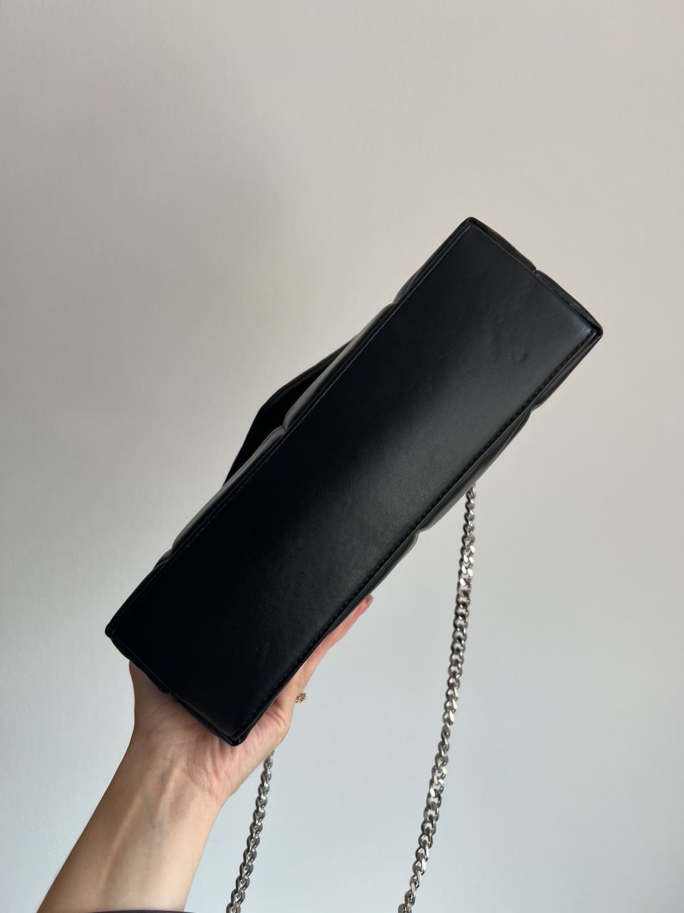 Saint Laurent Puffer Small in Nappa Leather Black Silver Chain - 10