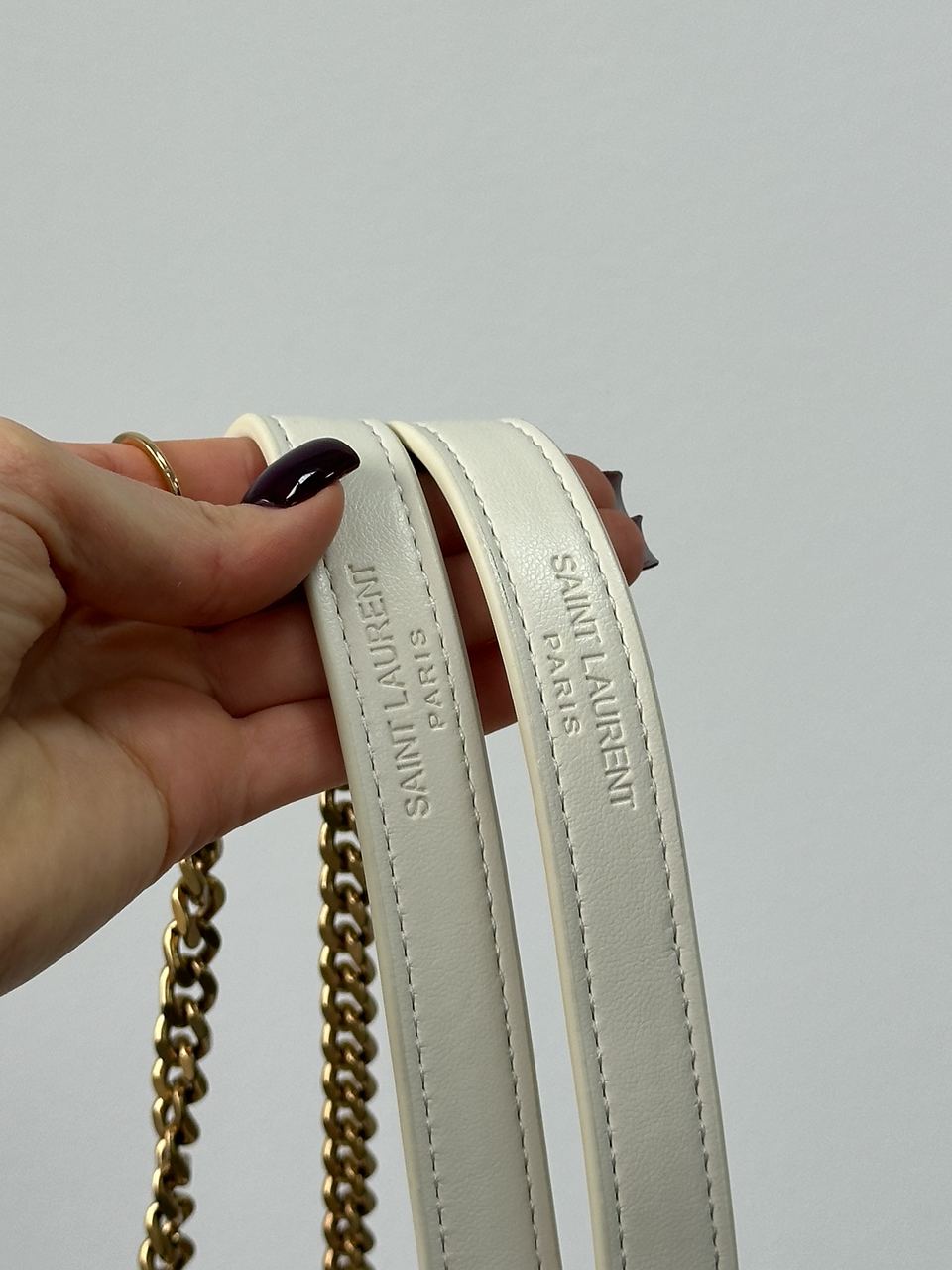 Saint Laurent Puffer Small in Nappa Leather Cream Gold Chain - 7