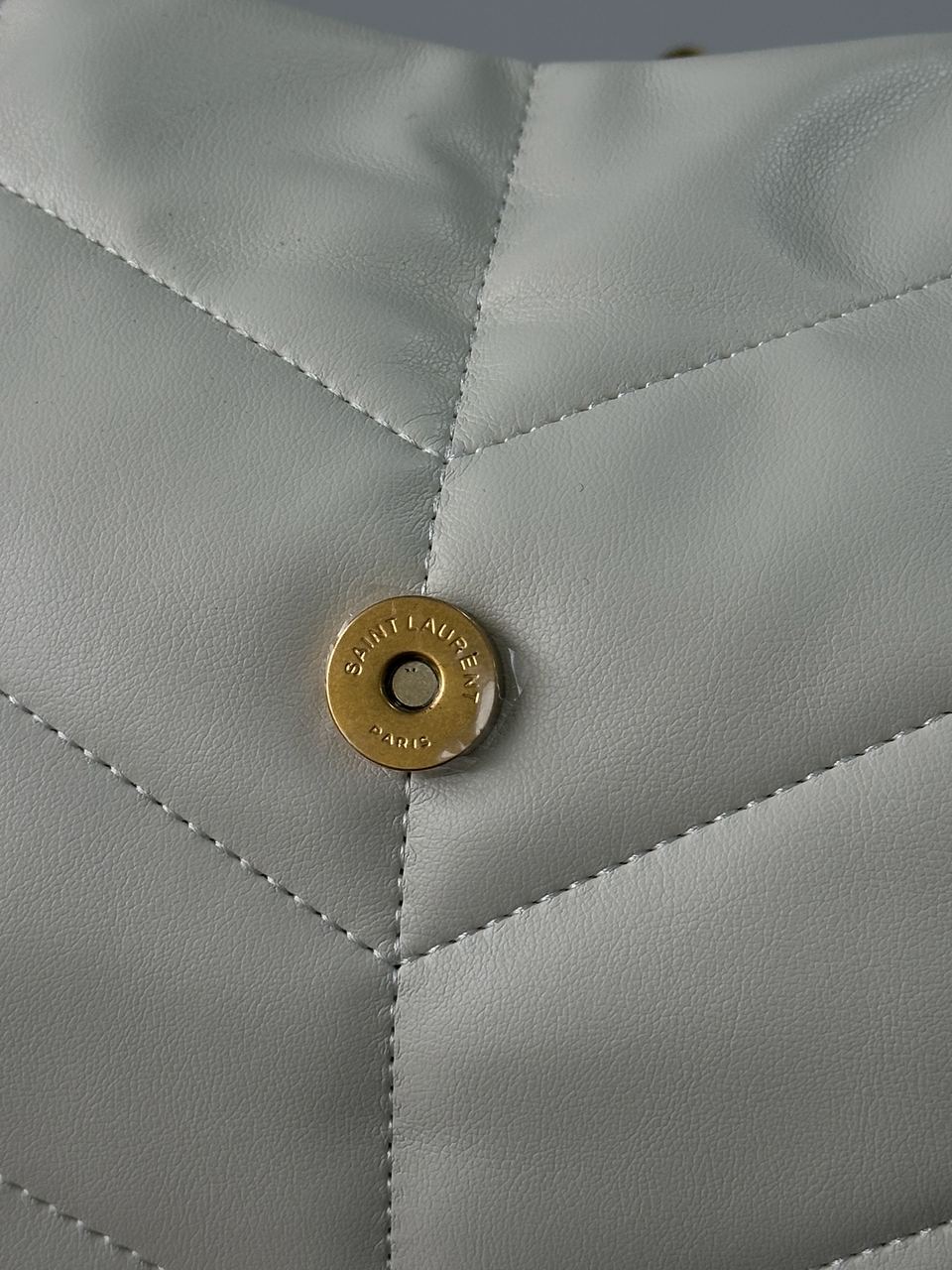 Saint Laurent Puffer Small in Nappa Leather Cream Gold Chain - 9