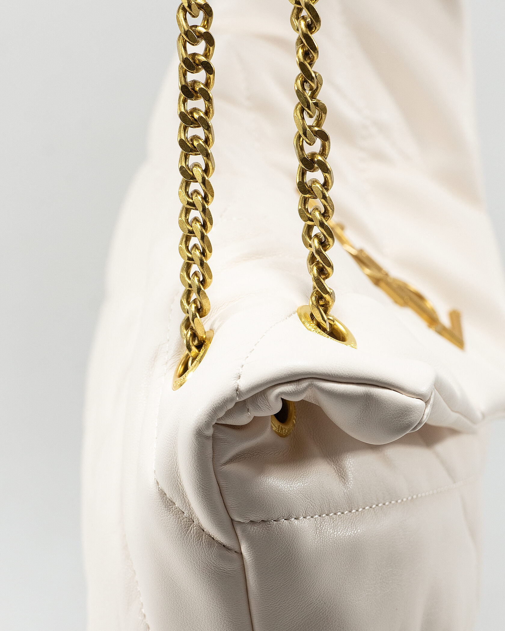 Saint Laurent Puffer Small in Nappa Leather White Gold Chain - 10