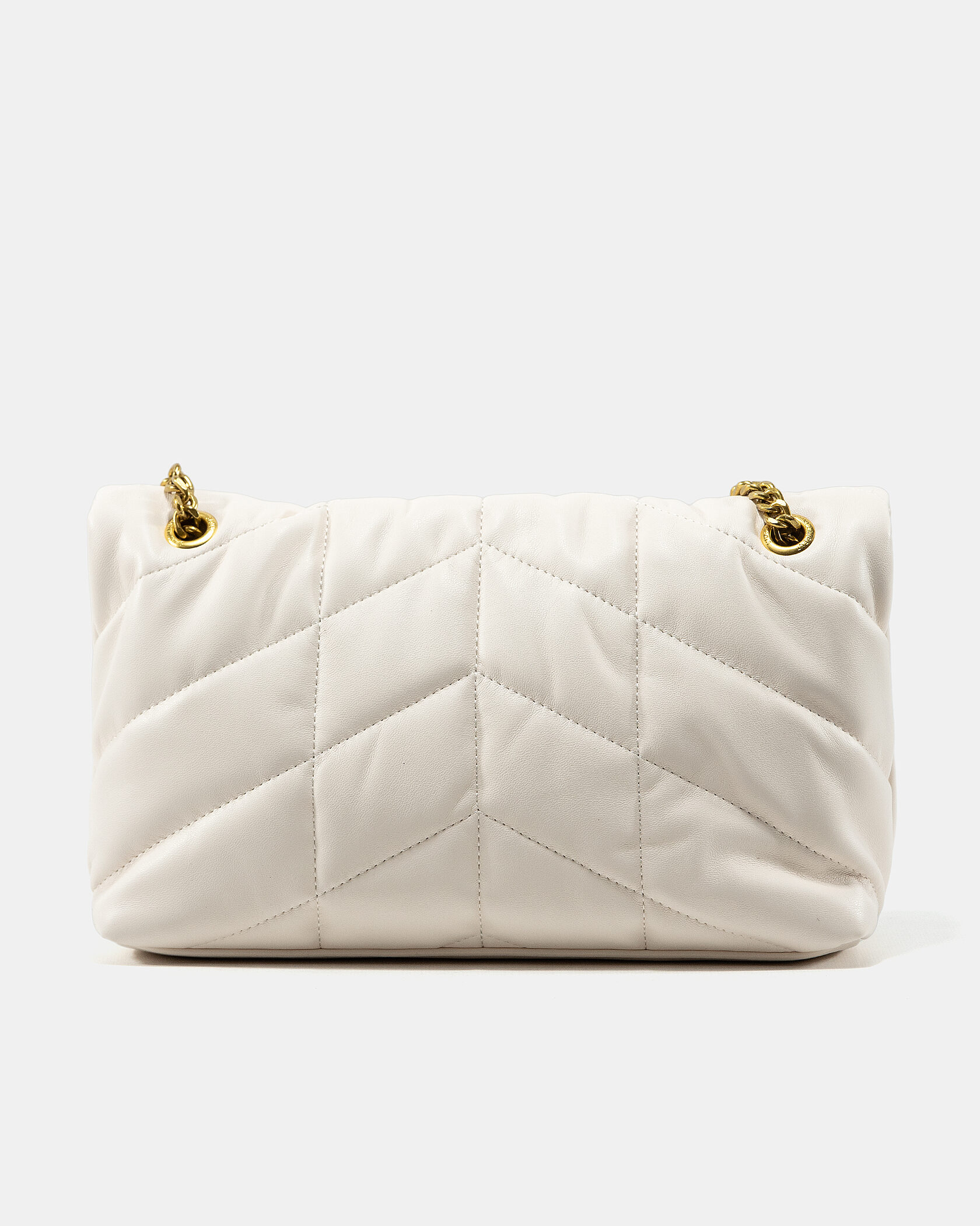 Saint Laurent Puffer Small in Nappa Leather White Gold Chain - 7