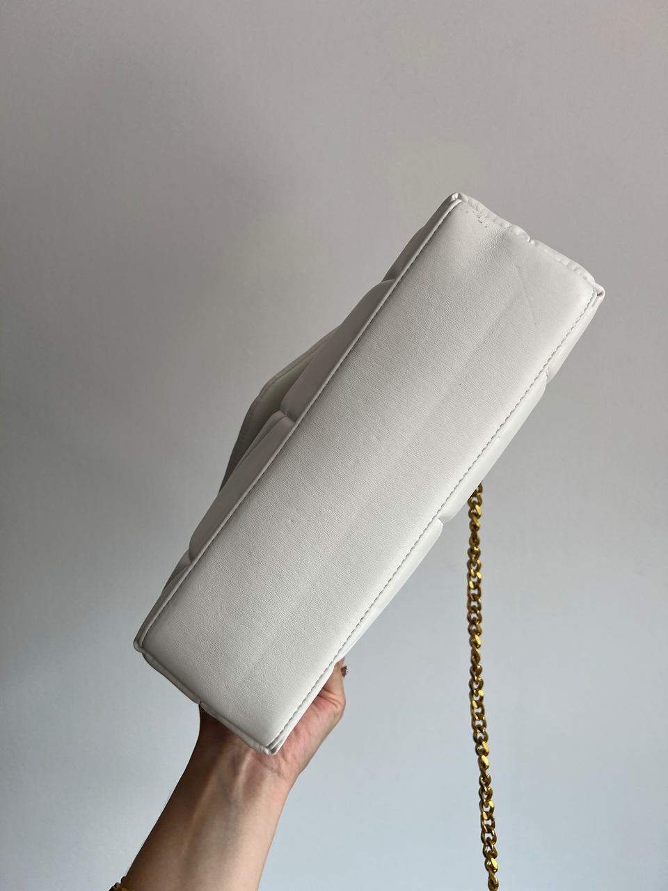 Saint Laurent Puffer Small in Nappa Leather White Gold Chain - 8