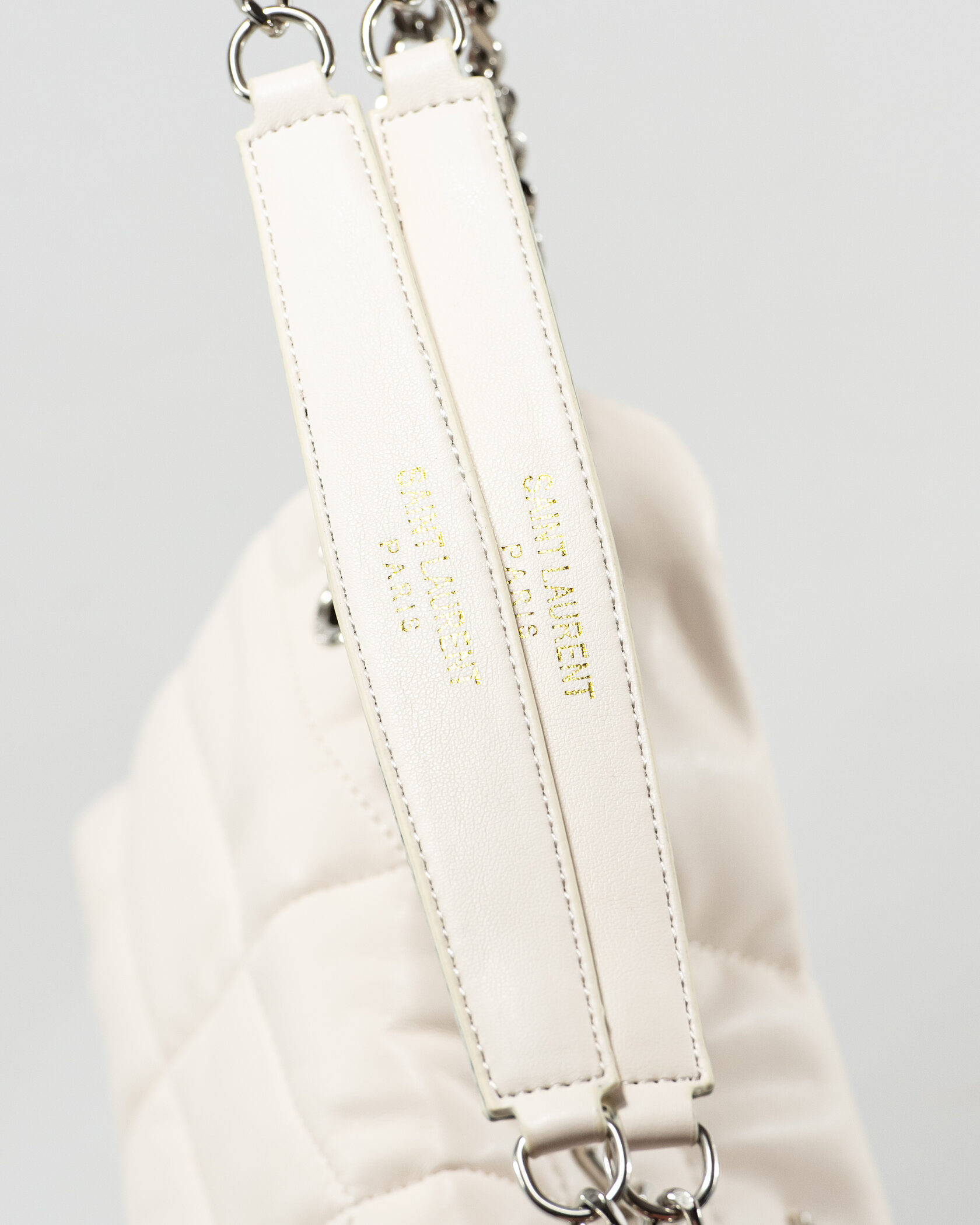 Saint Laurent Puffer Small in Nappa Leather White Silver Chain - 12