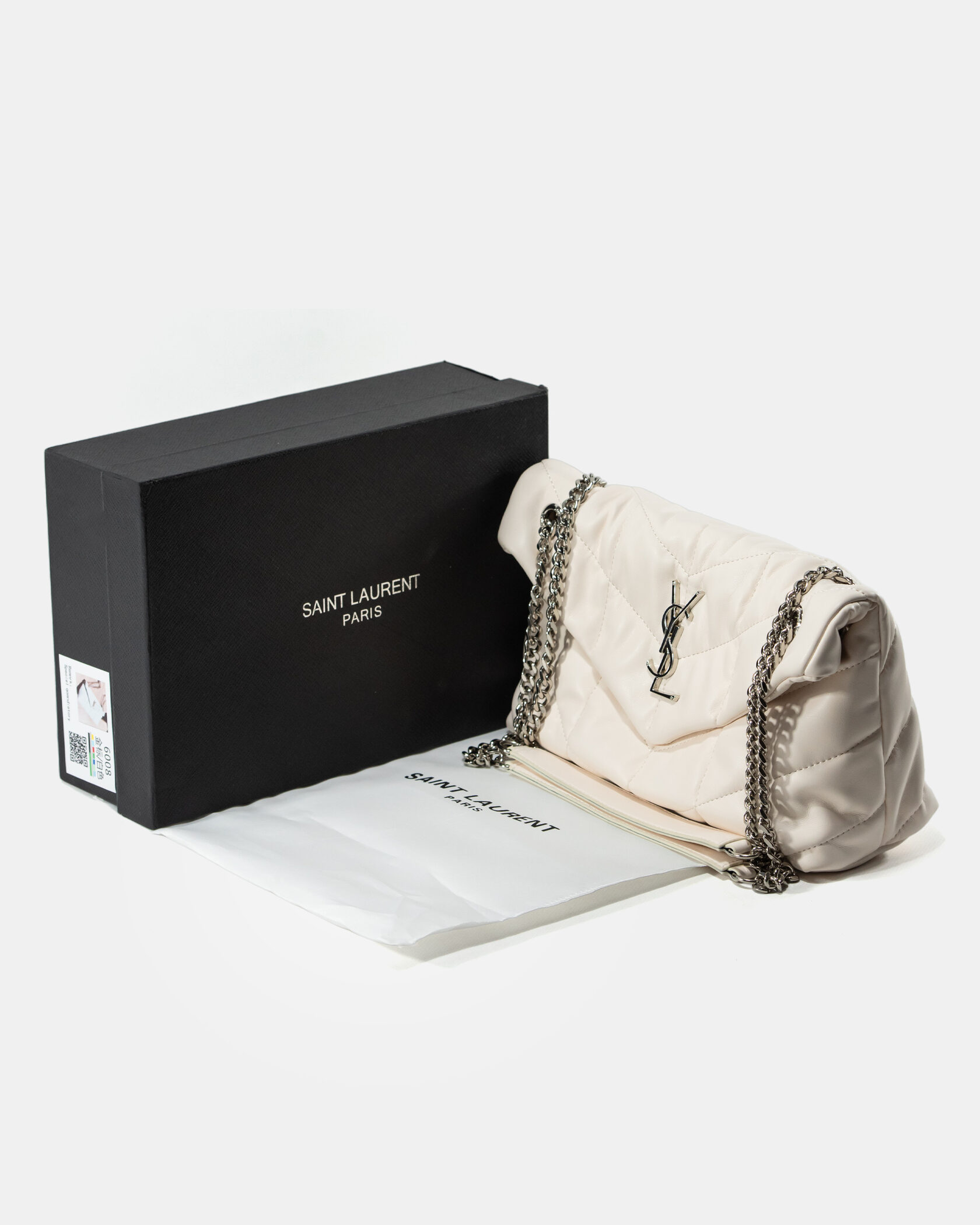 Saint Laurent Puffer Small in Nappa Leather White Silver Chain - 2