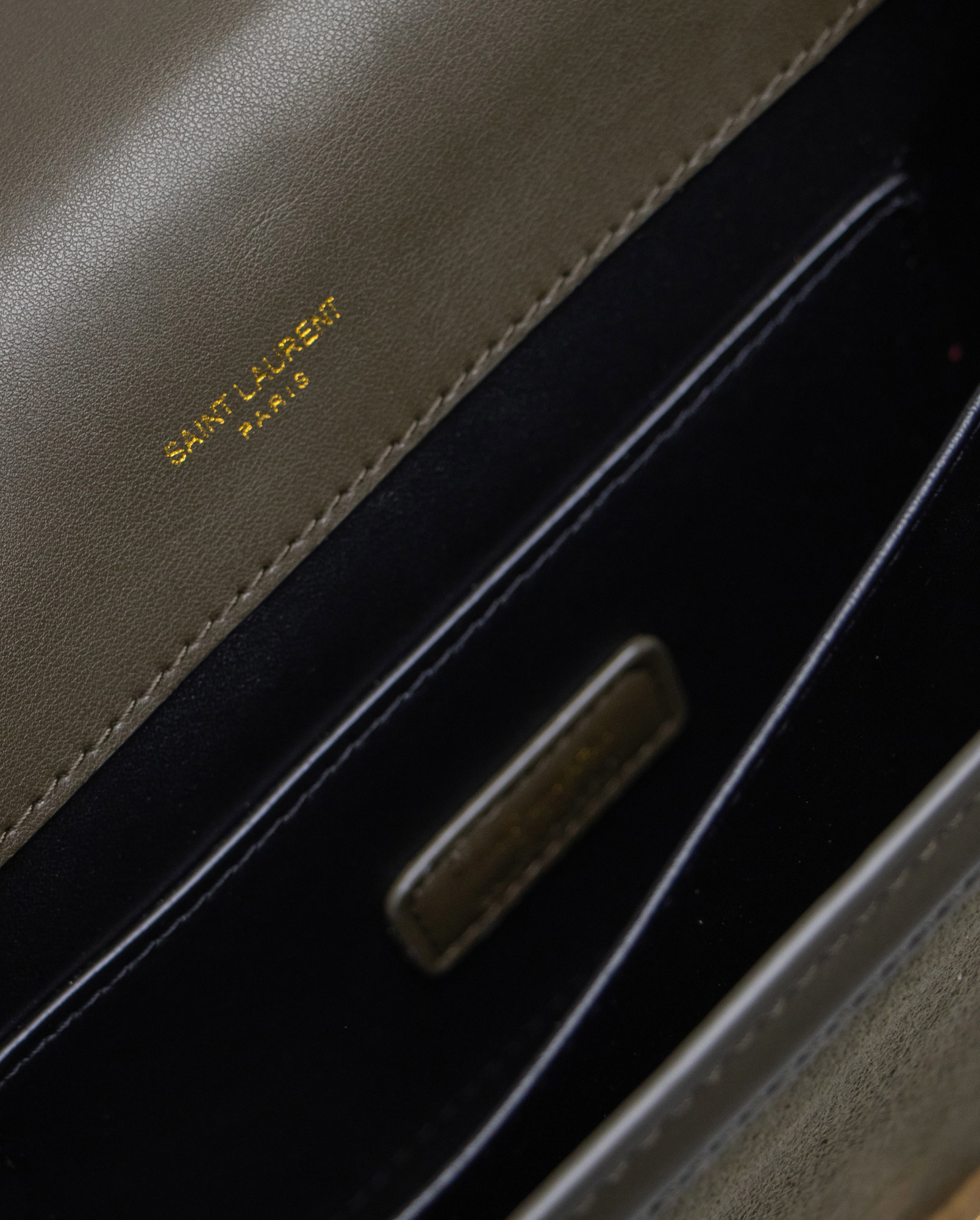 Saint Laurent Solferino Large Green/Gold Suede - 5