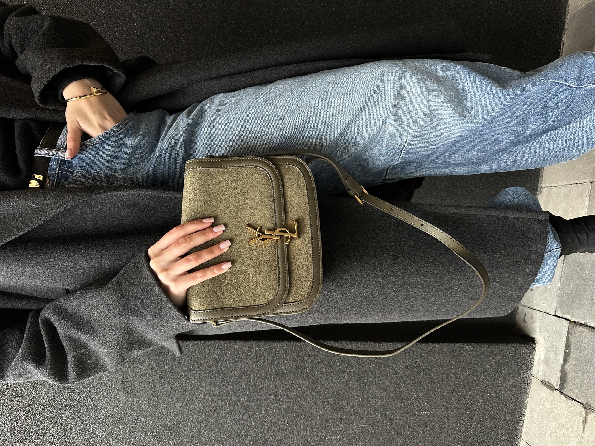 Saint Laurent Solferino Large Green/Gold Suede - 9