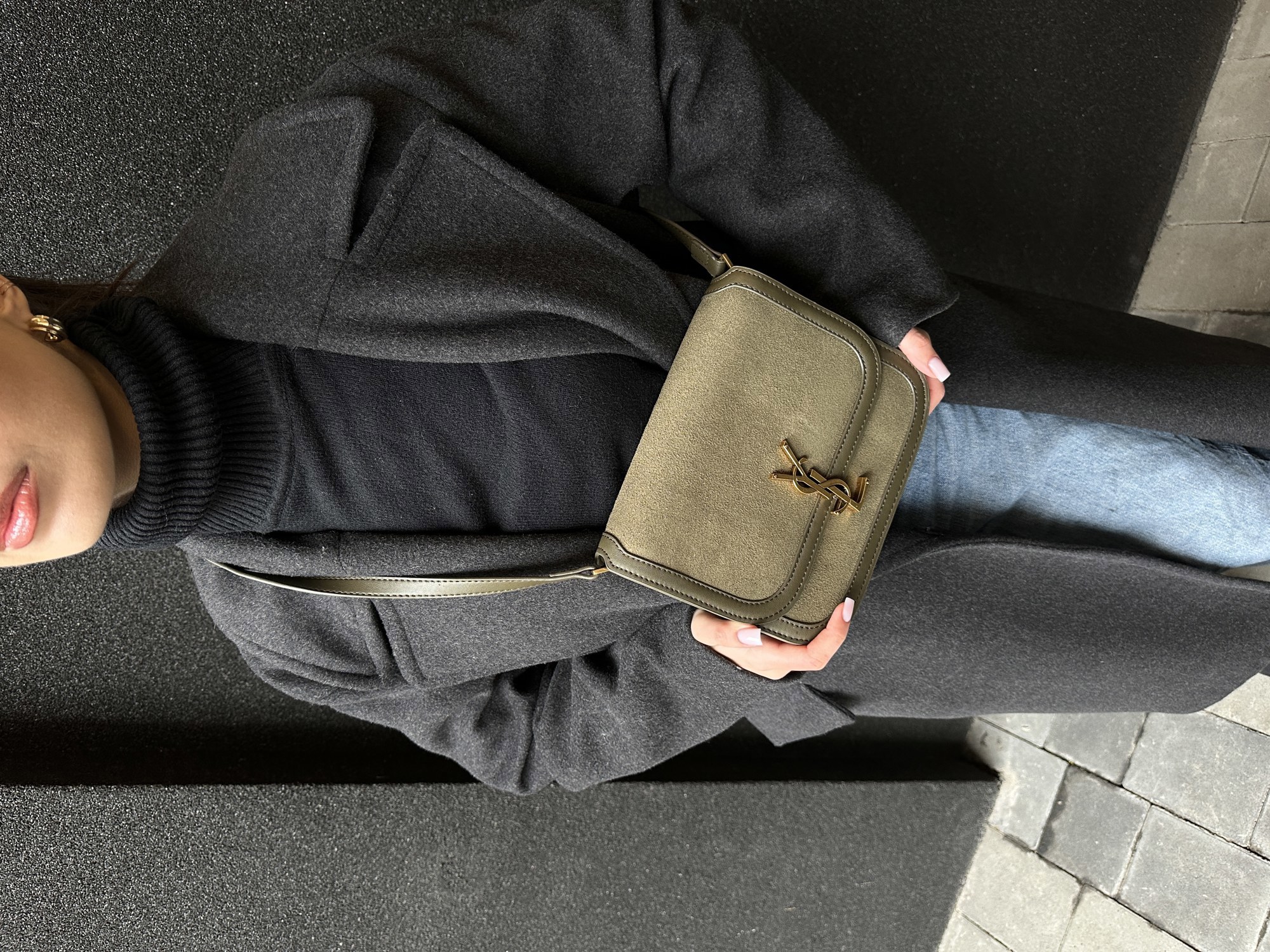 Saint Laurent Solferino Large Green/Gold Suede - 11