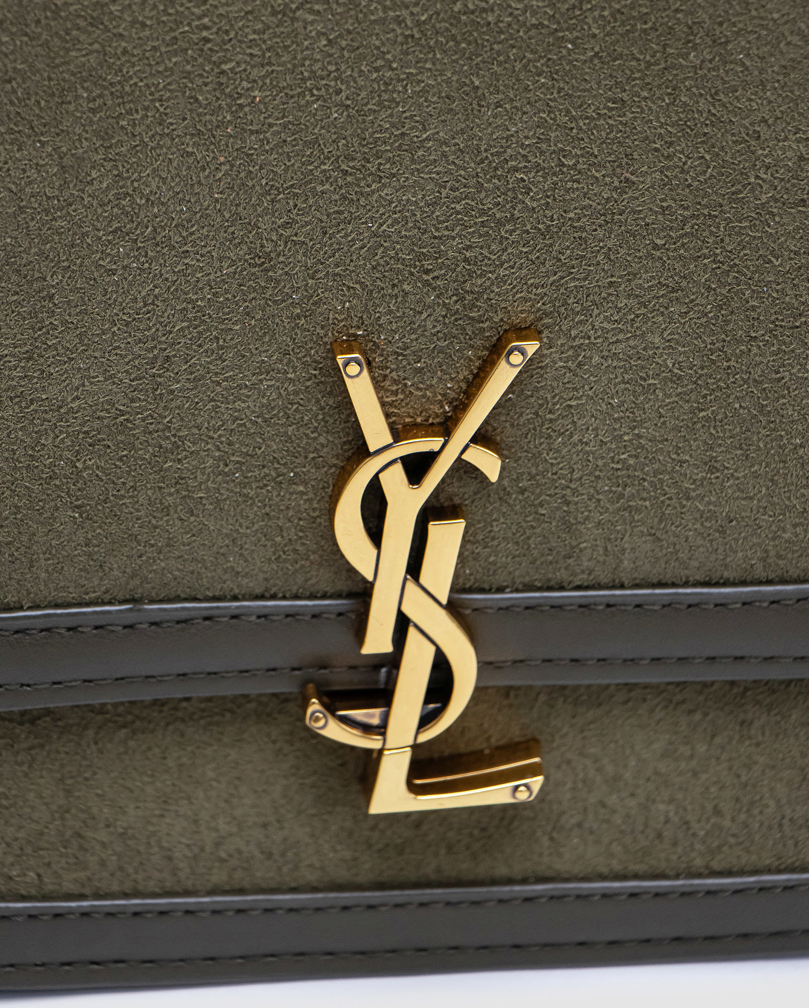 Saint Laurent Solferino Large Green/Gold Suede - 3