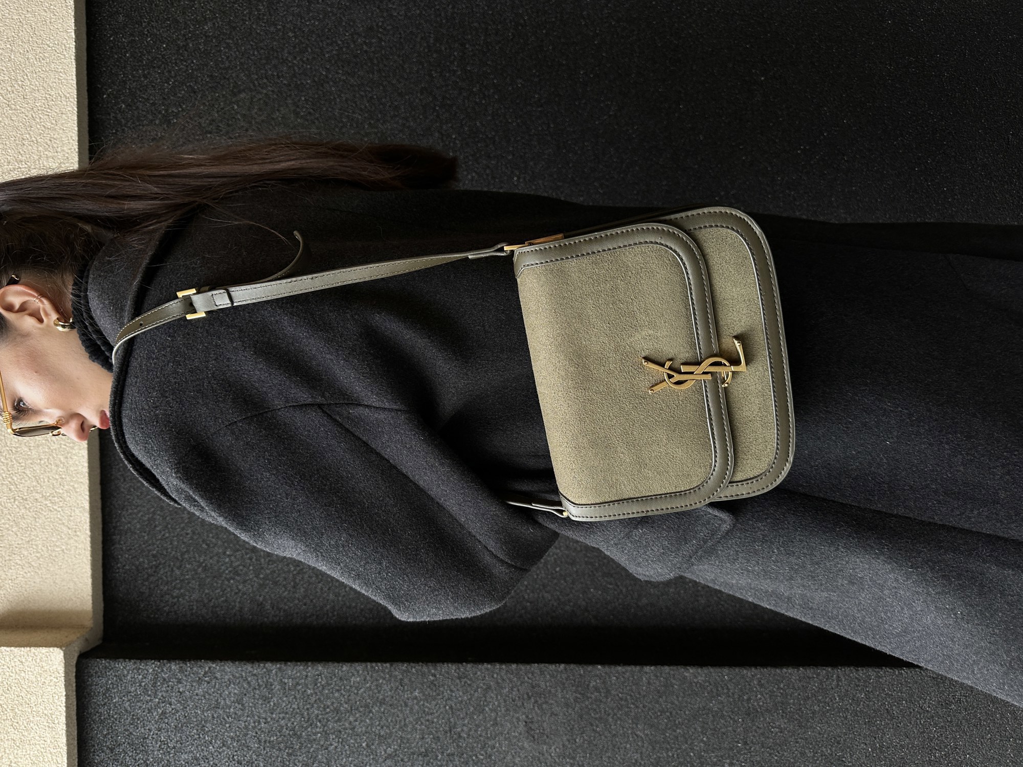 Saint Laurent Solferino Large Green/Gold Suede - 8