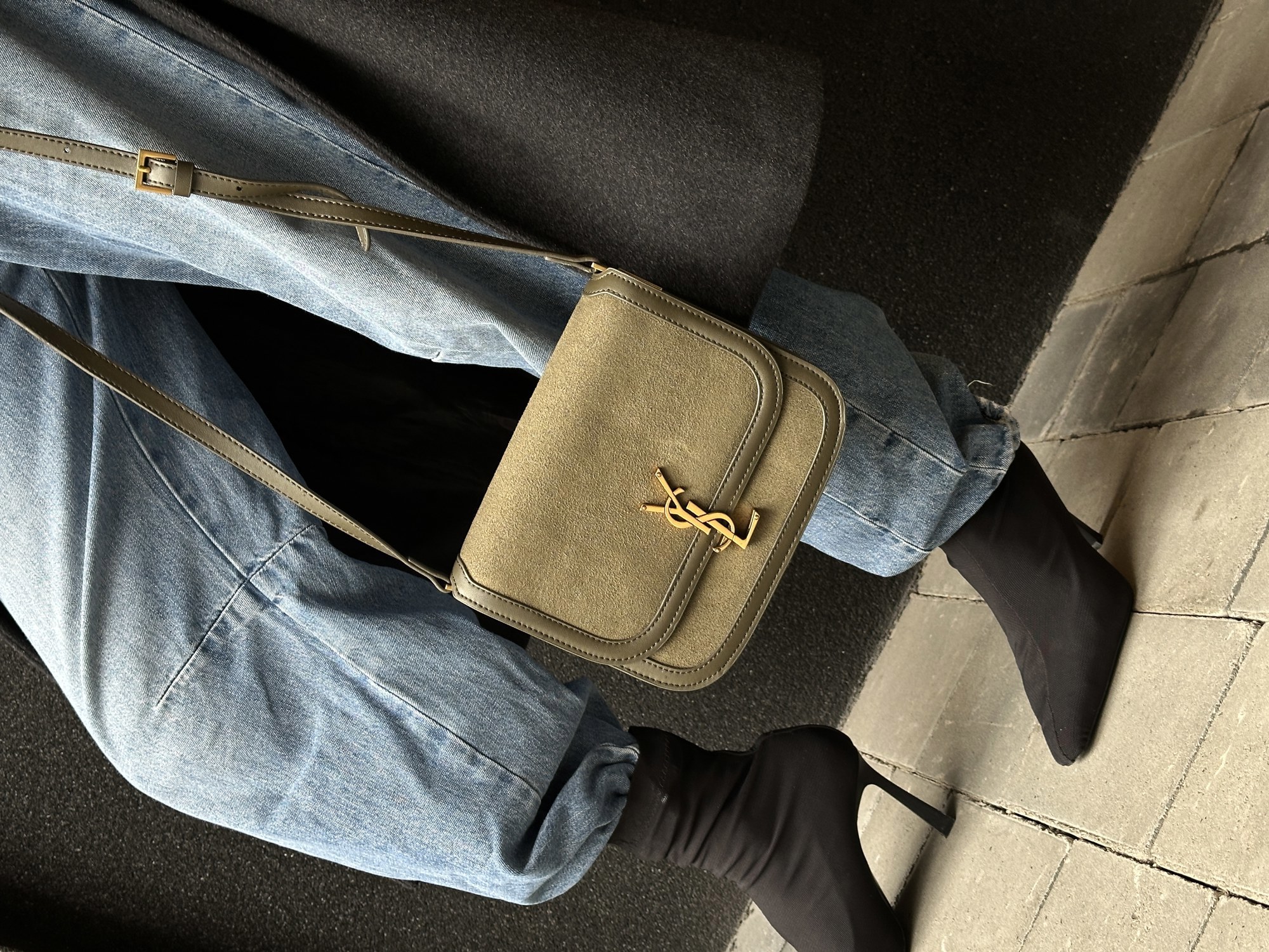 Saint Laurent Solferino Large Green/Gold Suede - 10