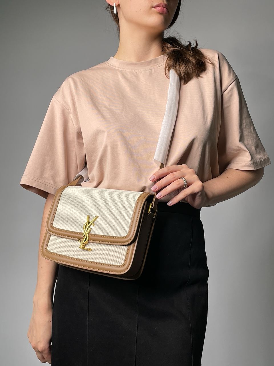 Saint Laurent Solferino Medium Canvas Crossbody Bag in Beige - 4