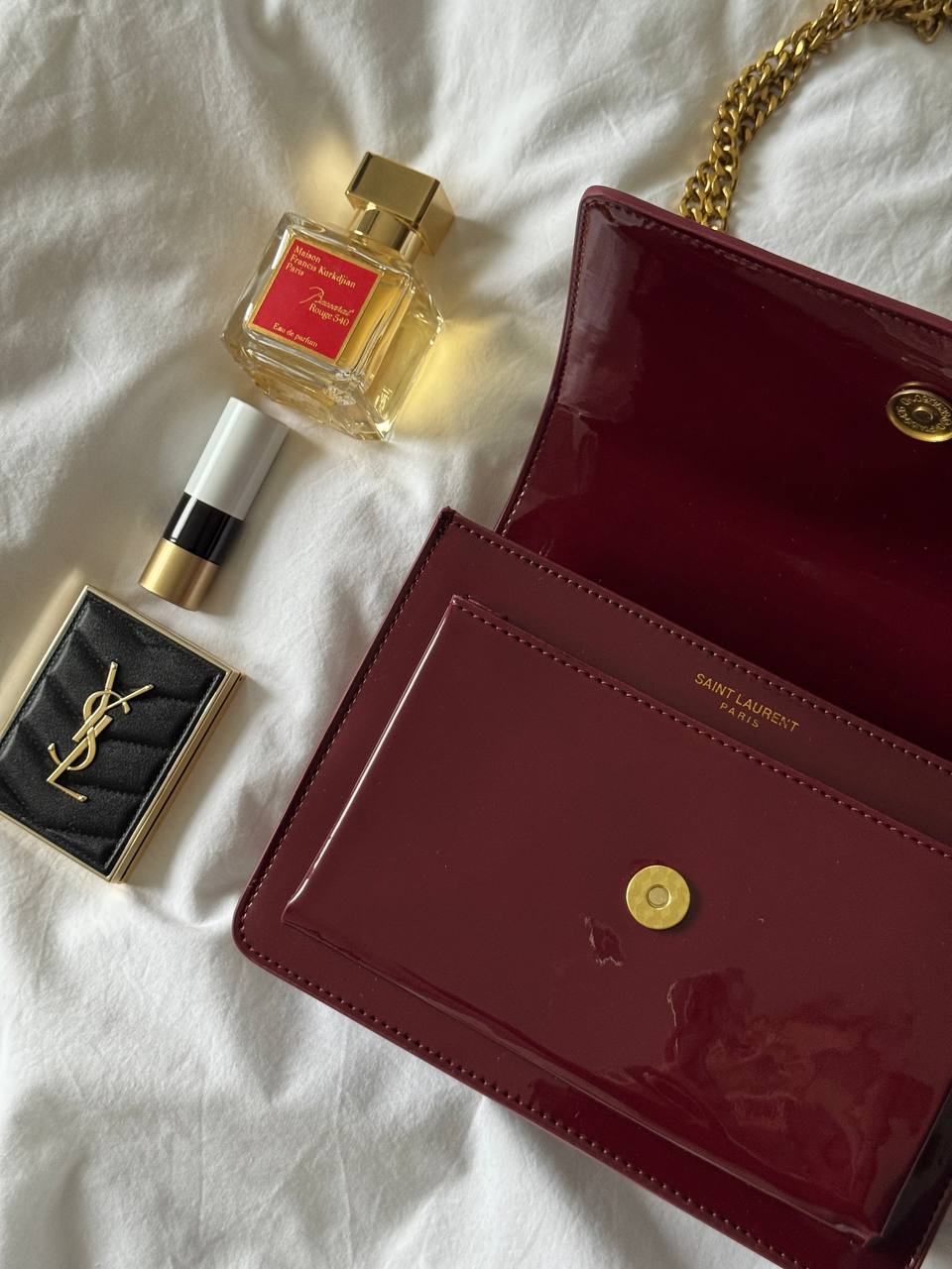 Saint Laurent Sunset Lacquered Leather Burgundy - 12