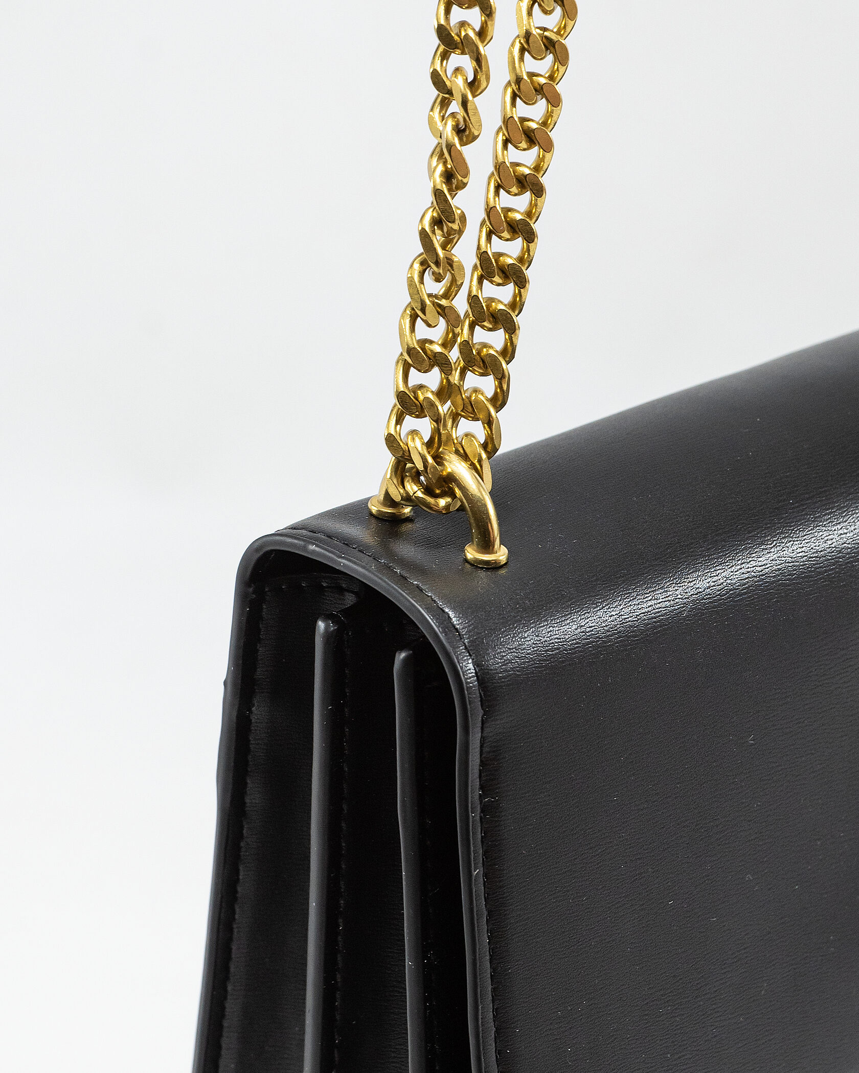 Saint Laurent Sunset Small Shoulder Bag in Black Leather with Gold Hardware - 9