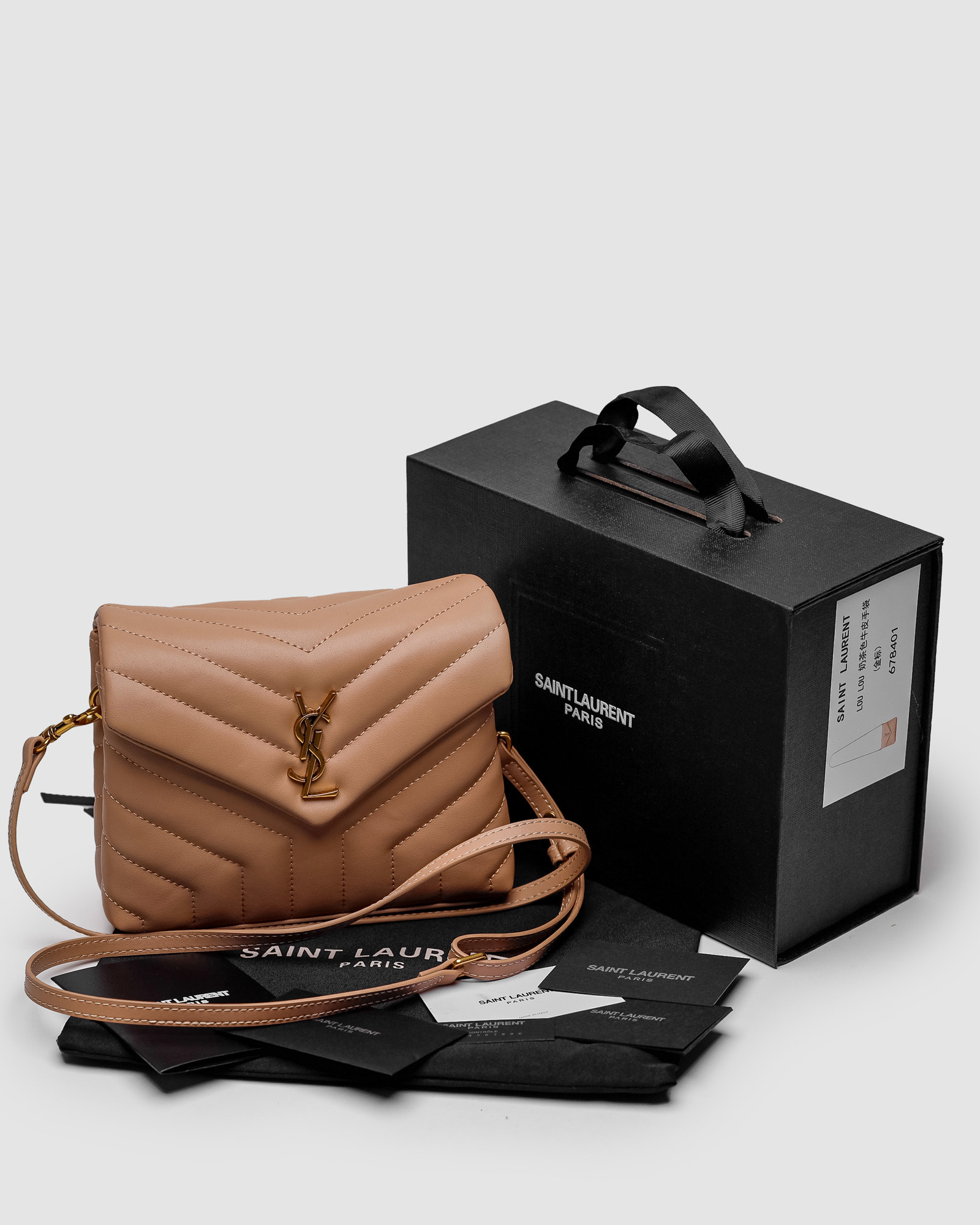 Saint Laurent Toy LouLou In Quilted Leather Beige/Gold - 4