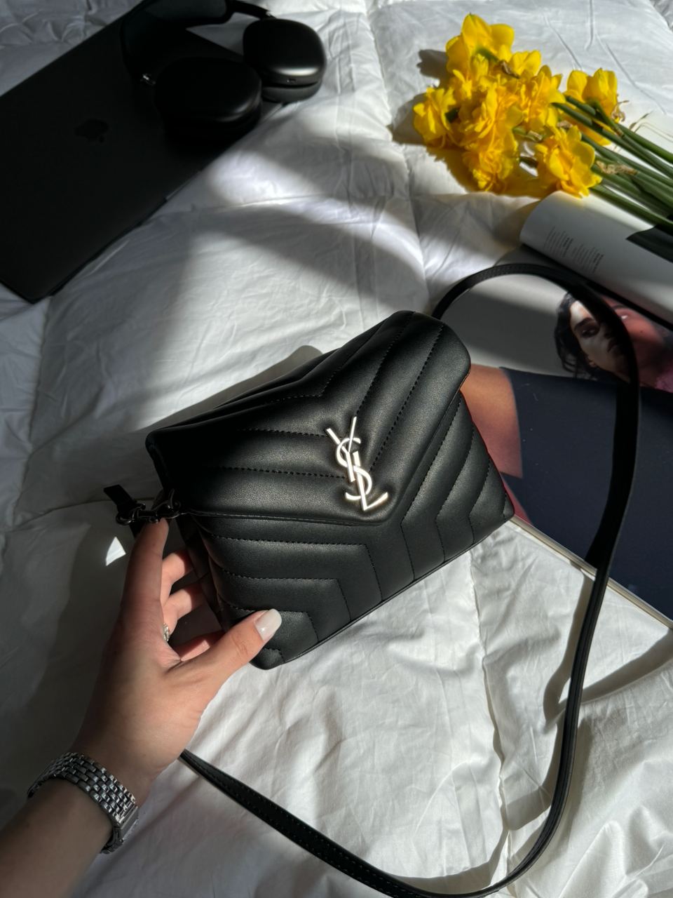 Saint Laurent Toy LouLou In Quilted Leather Black/Silver - 5