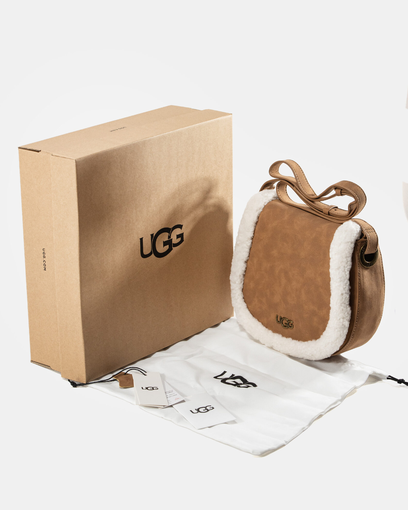 UGG Maribel Mini Bag Leather/Sherpa Brown/White - 2