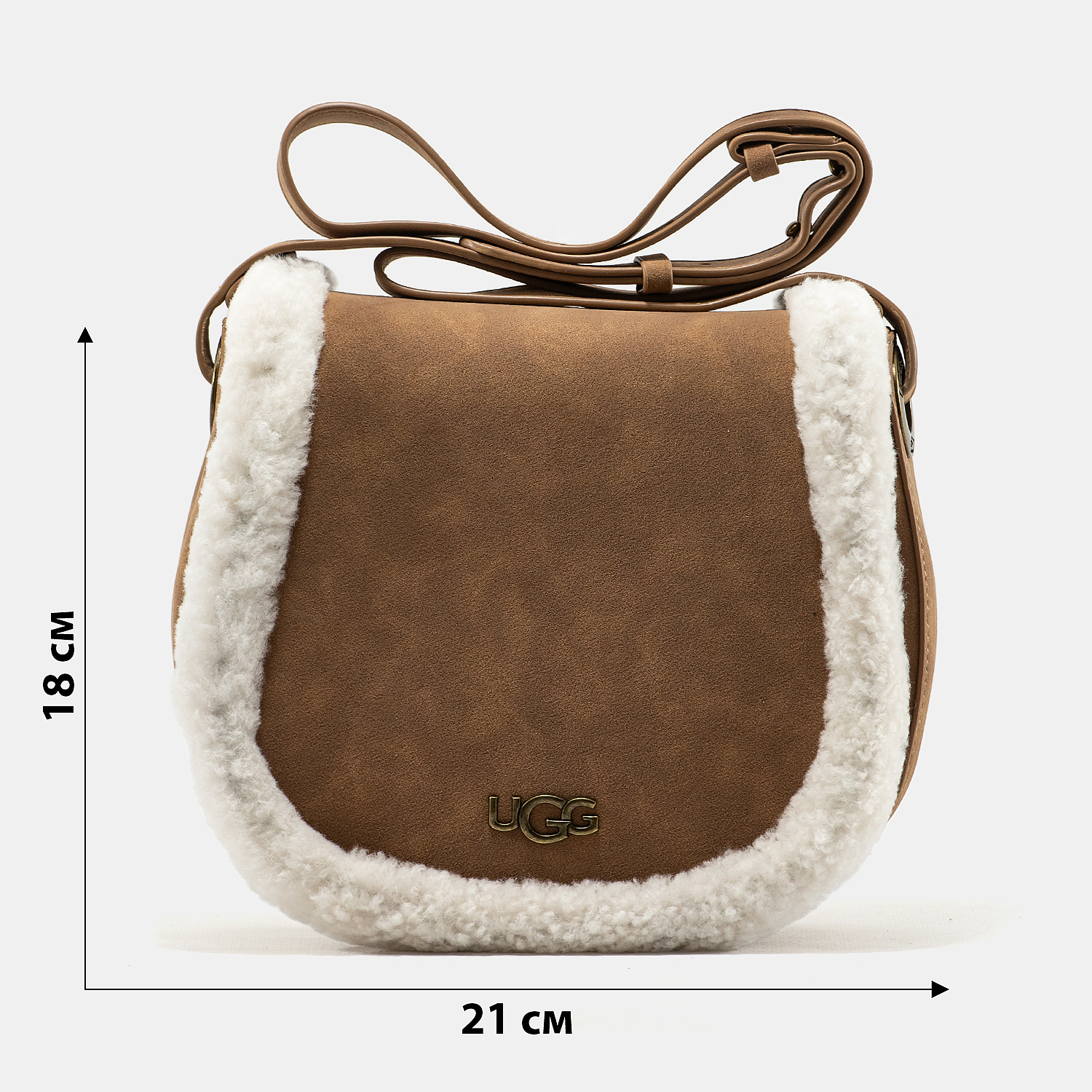 UGG Maribel Mini Bag Leather/Sherpa Brown/White - 3