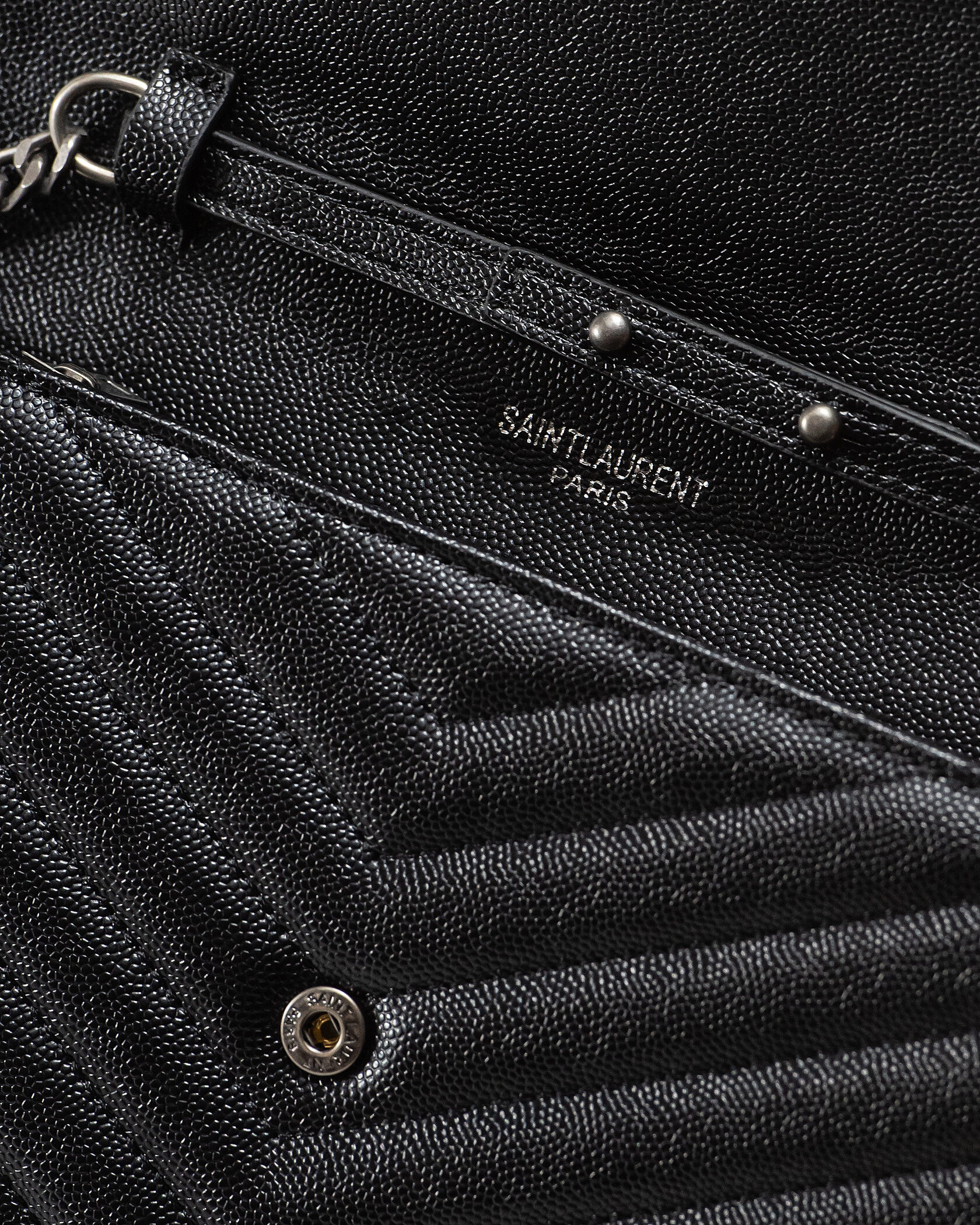 YSL Cassandre Matelasse Chain Wallet In Grain De Poudre Embosse - 11