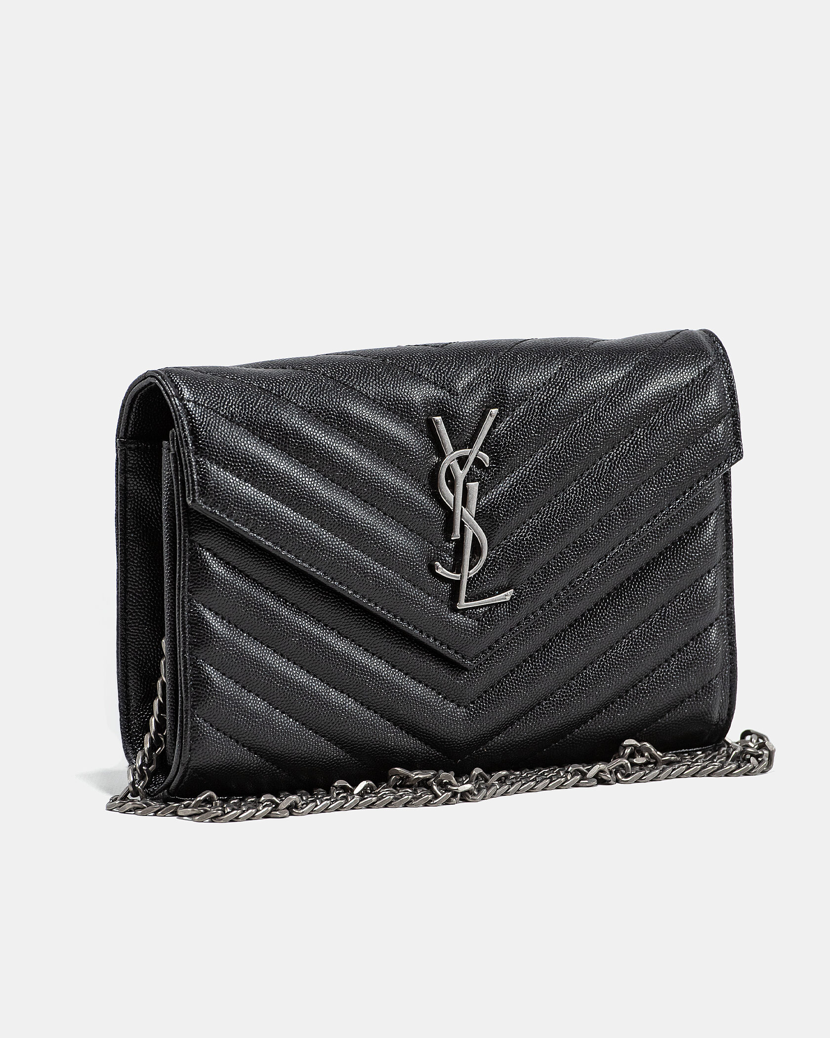 YSL Cassandre Matelasse Chain Wallet In Grain De Poudre Embosse - 5
