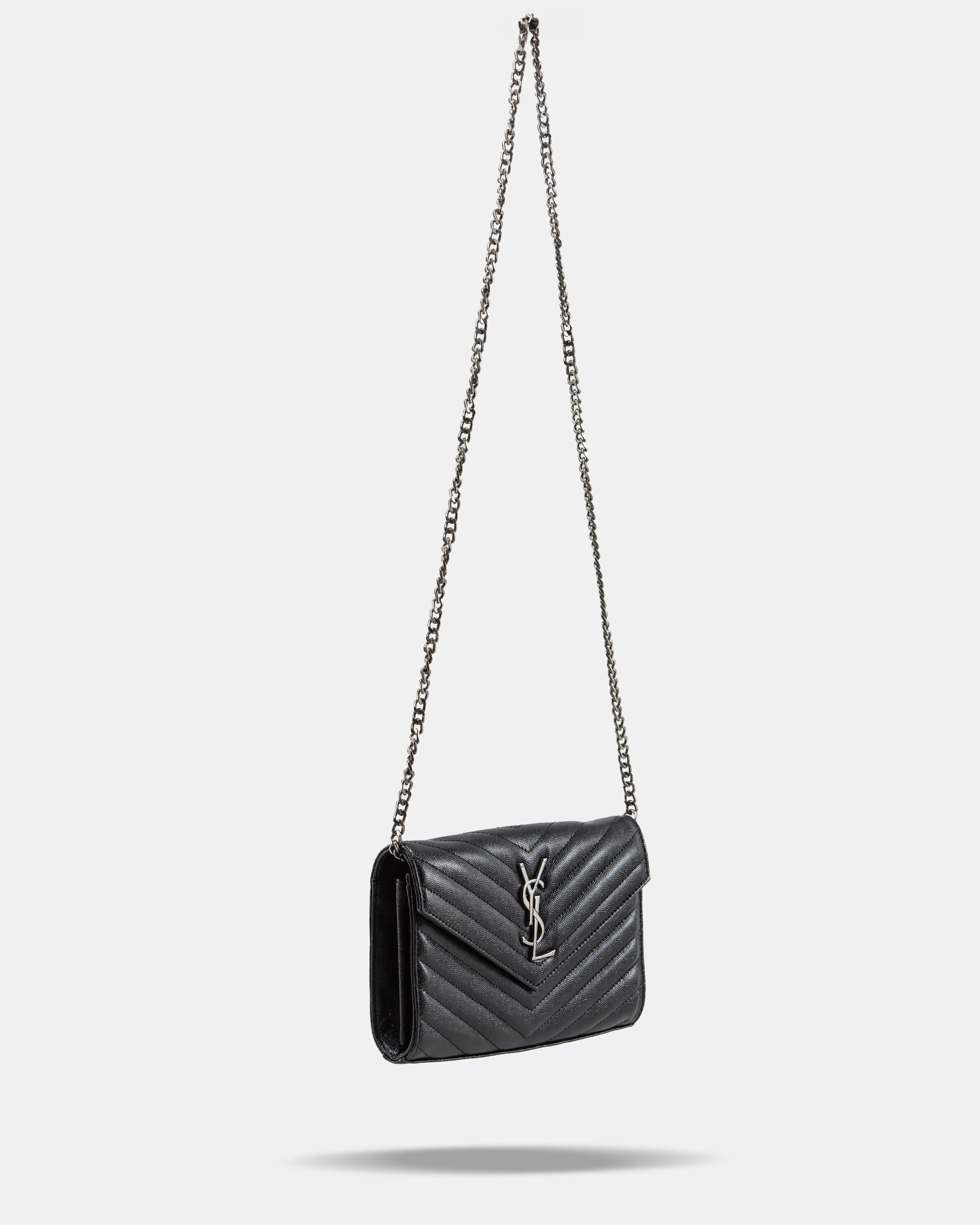 YSL Cassandre Matelasse Chain Wallet In Grain De Poudre Embosse - 7