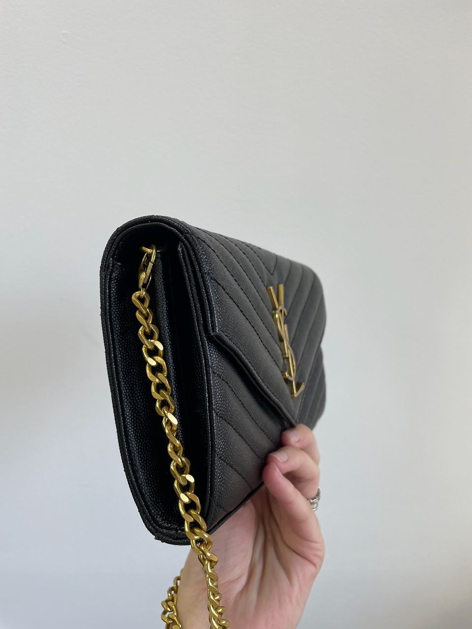 YSL Cassandre Matelasse Chain Wallet In Grain De Poudre Embossed Leather - 21