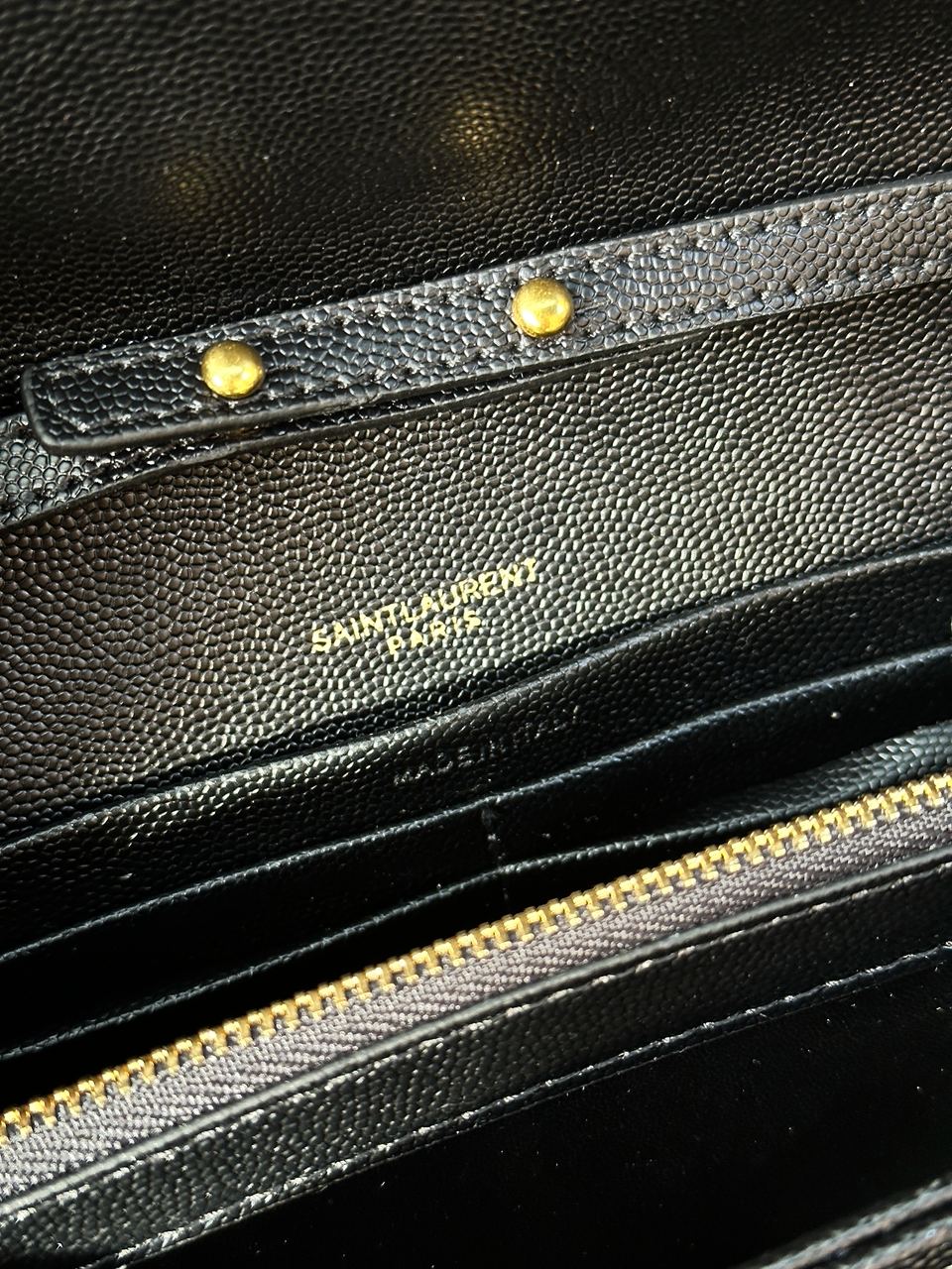 YSL Cassandre Matelasse Chain Wallet In Grain De Poudre Embossed Leather - 27