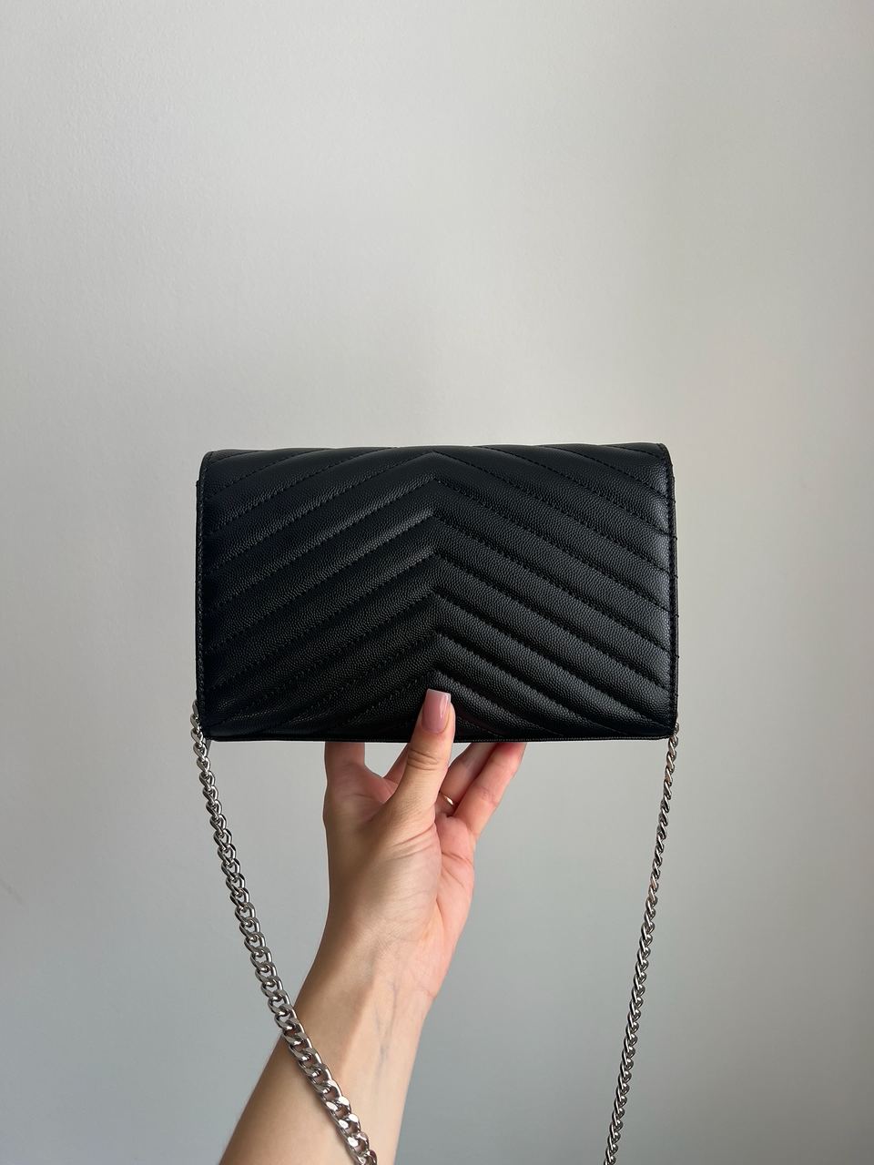 YSL Cassandre Matelasse Chain Wallet In Grain De Poudre Embossed Leather - 4