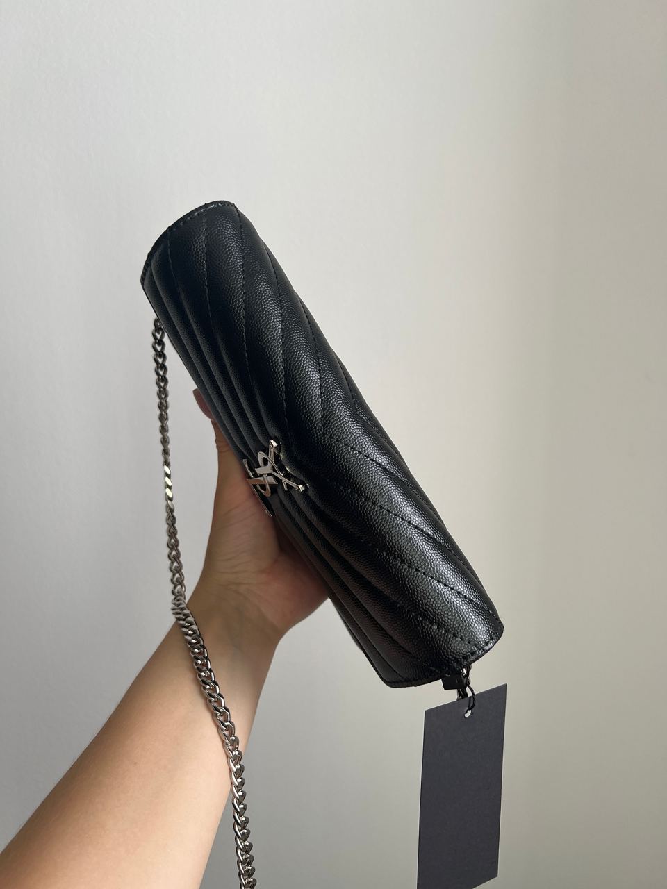 YSL Cassandre Matelasse Chain Wallet In Grain De Poudre Embossed Leather - 6