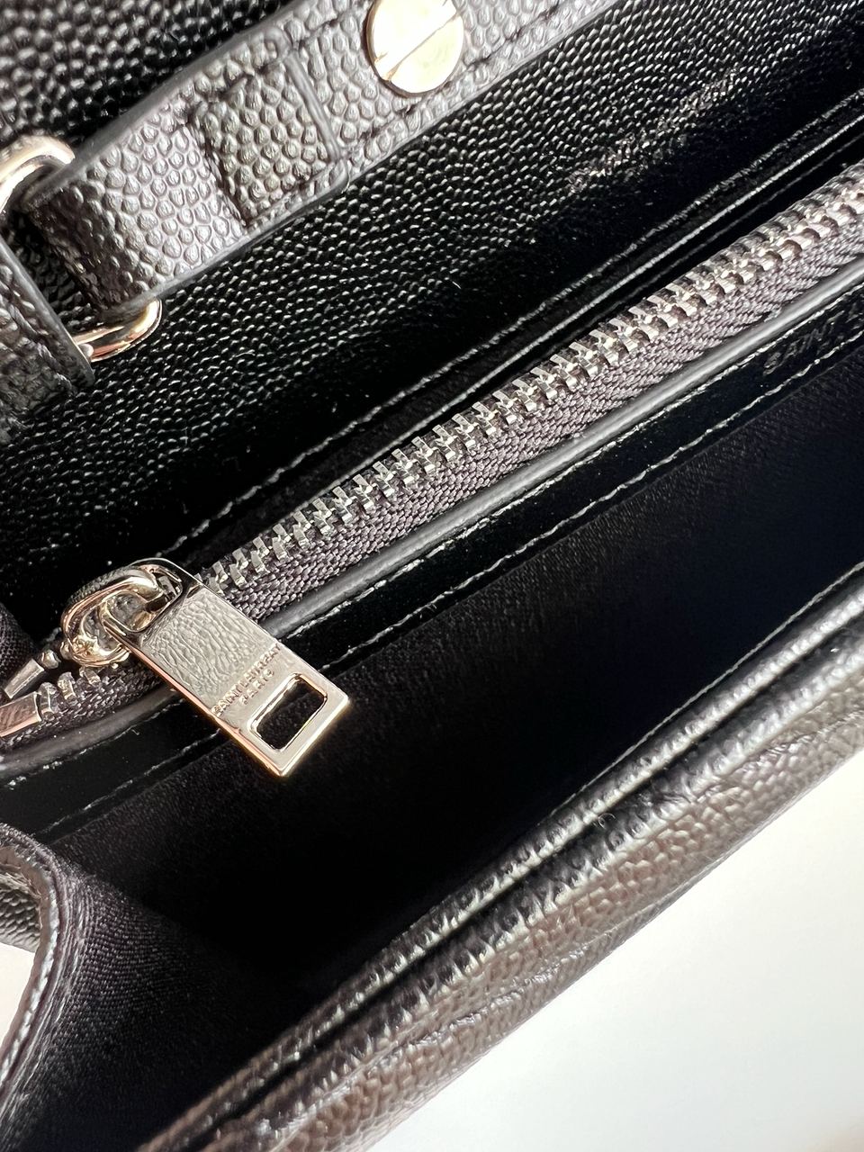 YSL Cassandre Matelasse Chain Wallet In Grain De Poudre Embossed Leather - 9