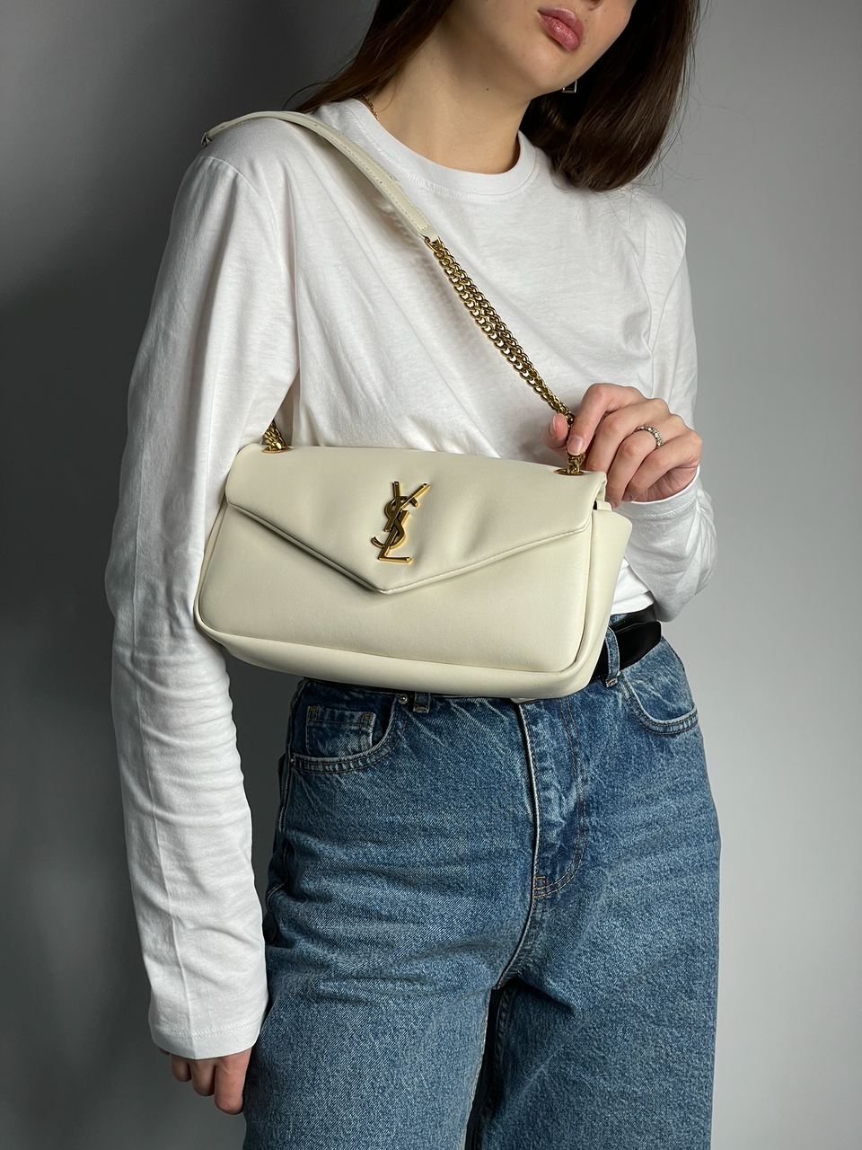 Yves Saint Laurent Calypso In Plunged Lambskin White - 4