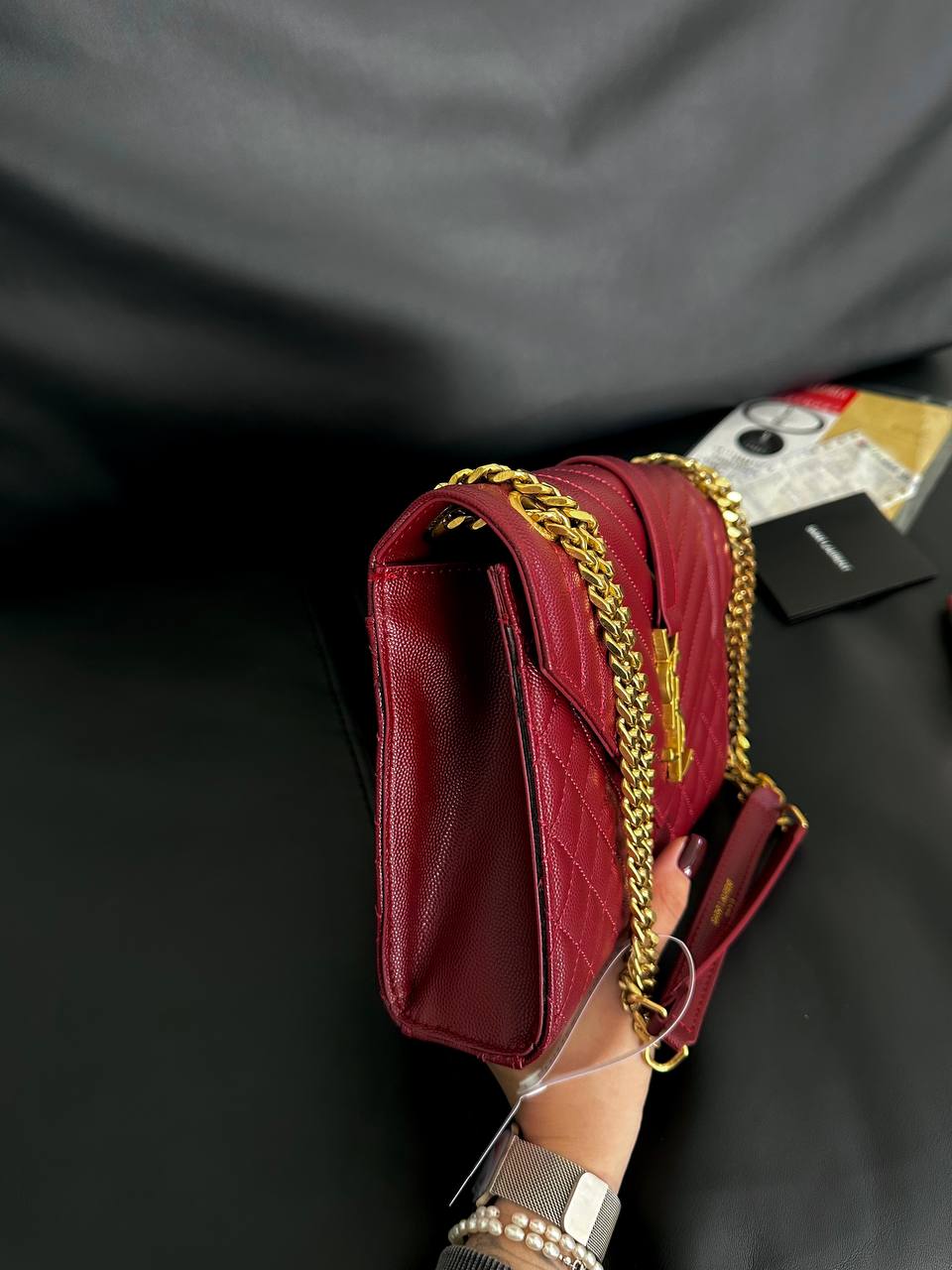 Yves Saint Laurent Envelope Bag Burgundy - 4