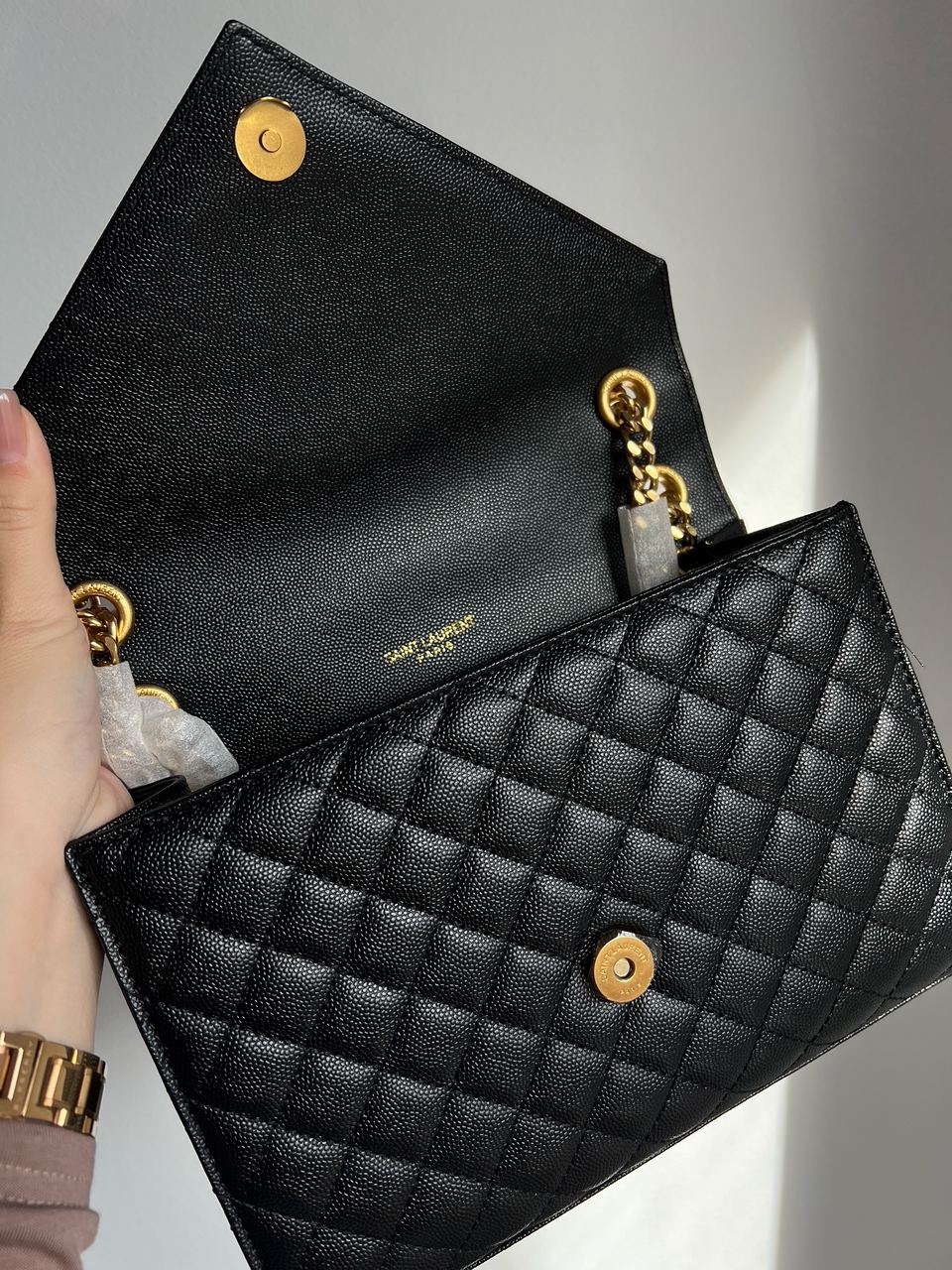 Yves Saint Laurent Envelope Medium In Quilted Grain De Poudre Embossed Leather - 16