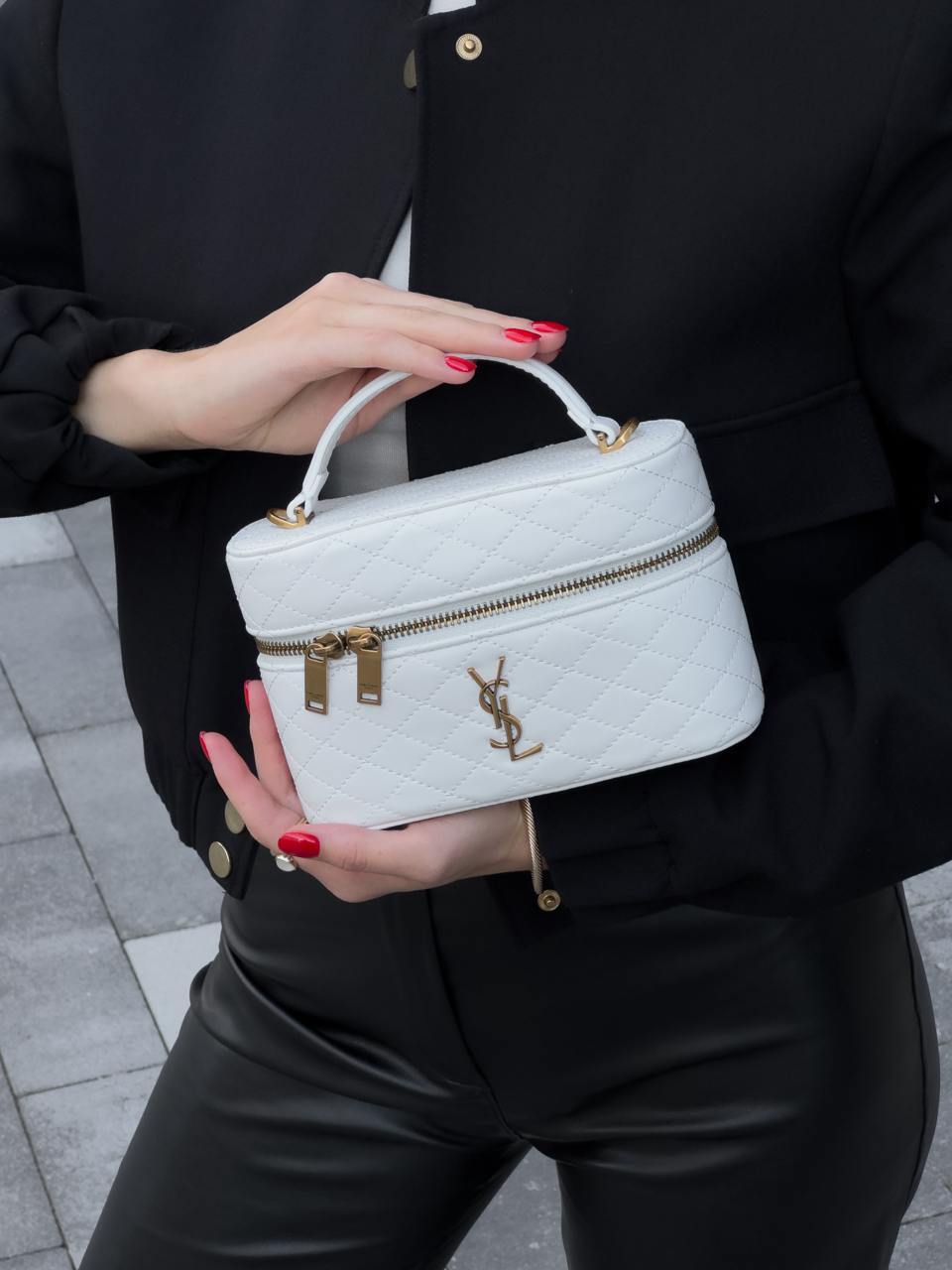 Yves Saint Laurent Gaby Vanity Leather Shoulder Bag Cream - 7