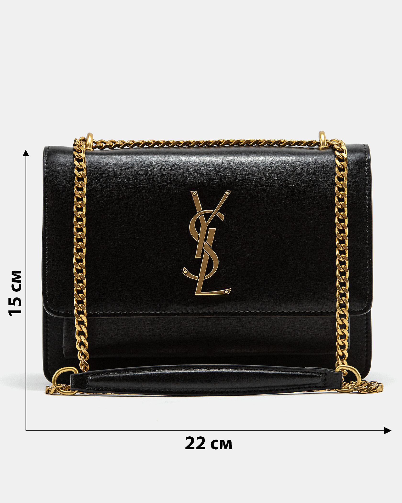 Yves Saint Laurent Medium Sunset in Smooth Leather Black/Gold - 3