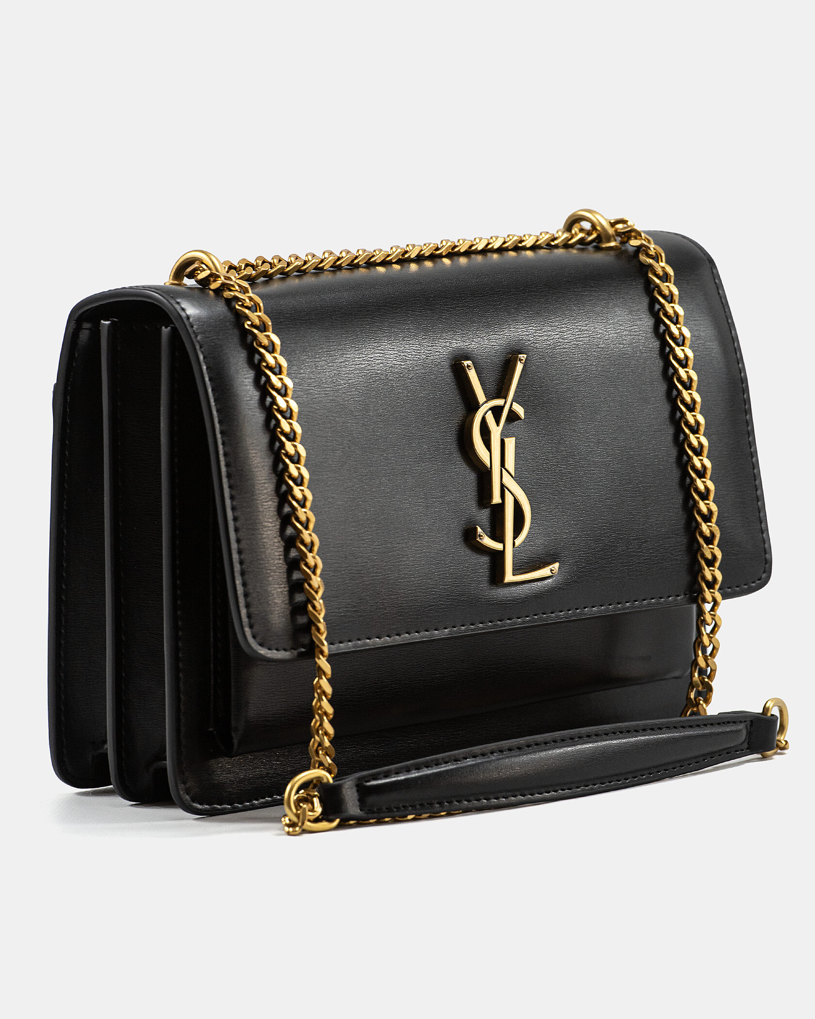 Yves Saint Laurent Medium Sunset in Smooth Leather Black/Gold - 6