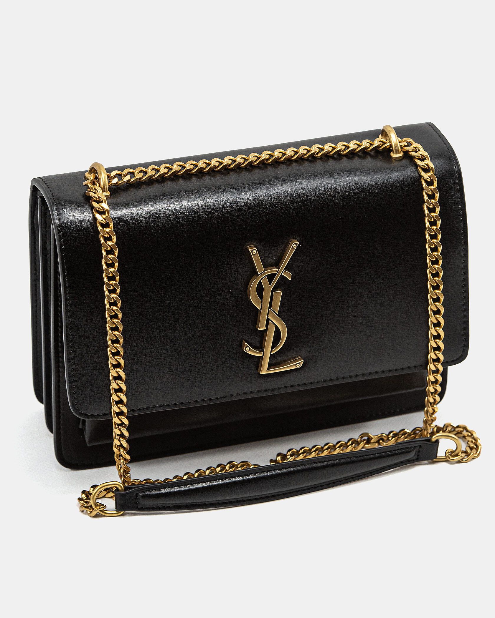 Yves Saint Laurent Medium Sunset in Smooth Leather Black/Gold - 7