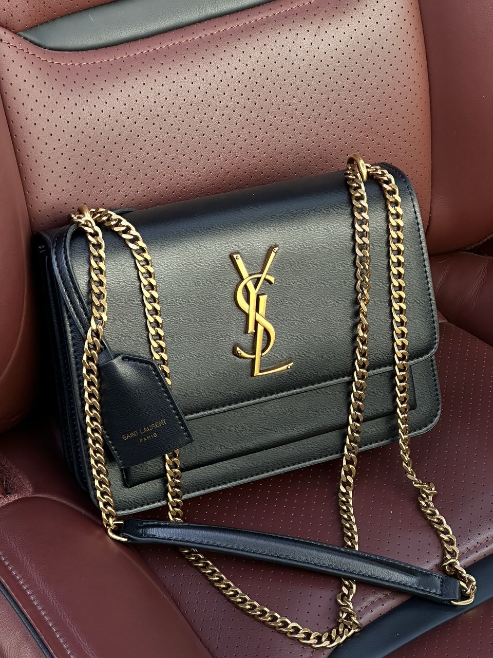 Yves Saint Laurent Medium Sunset in Smooth Leather Black/Gold - 4