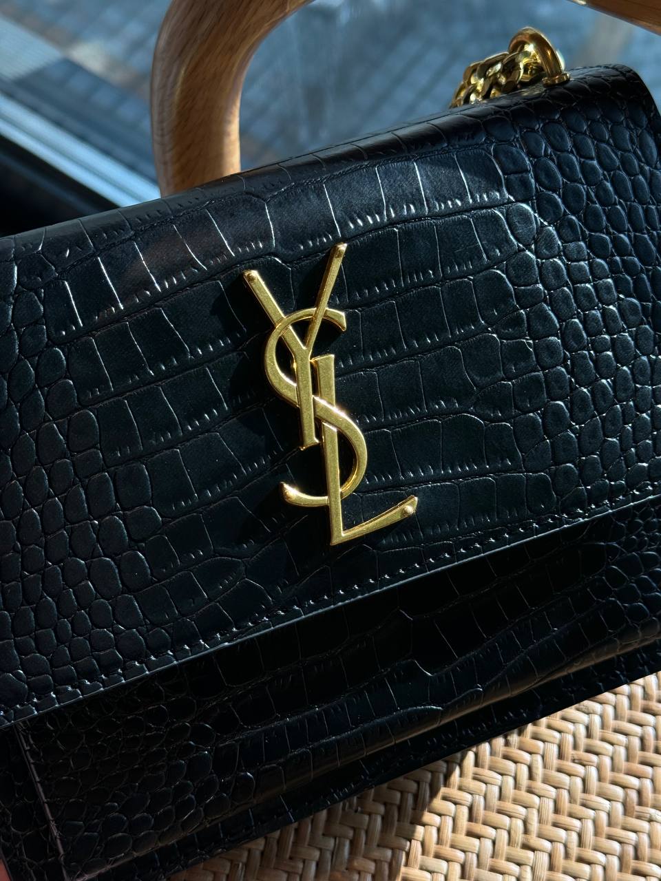 Yves Saint Laurent Medium Sunset in Smooth Leather Black/Silver - 12