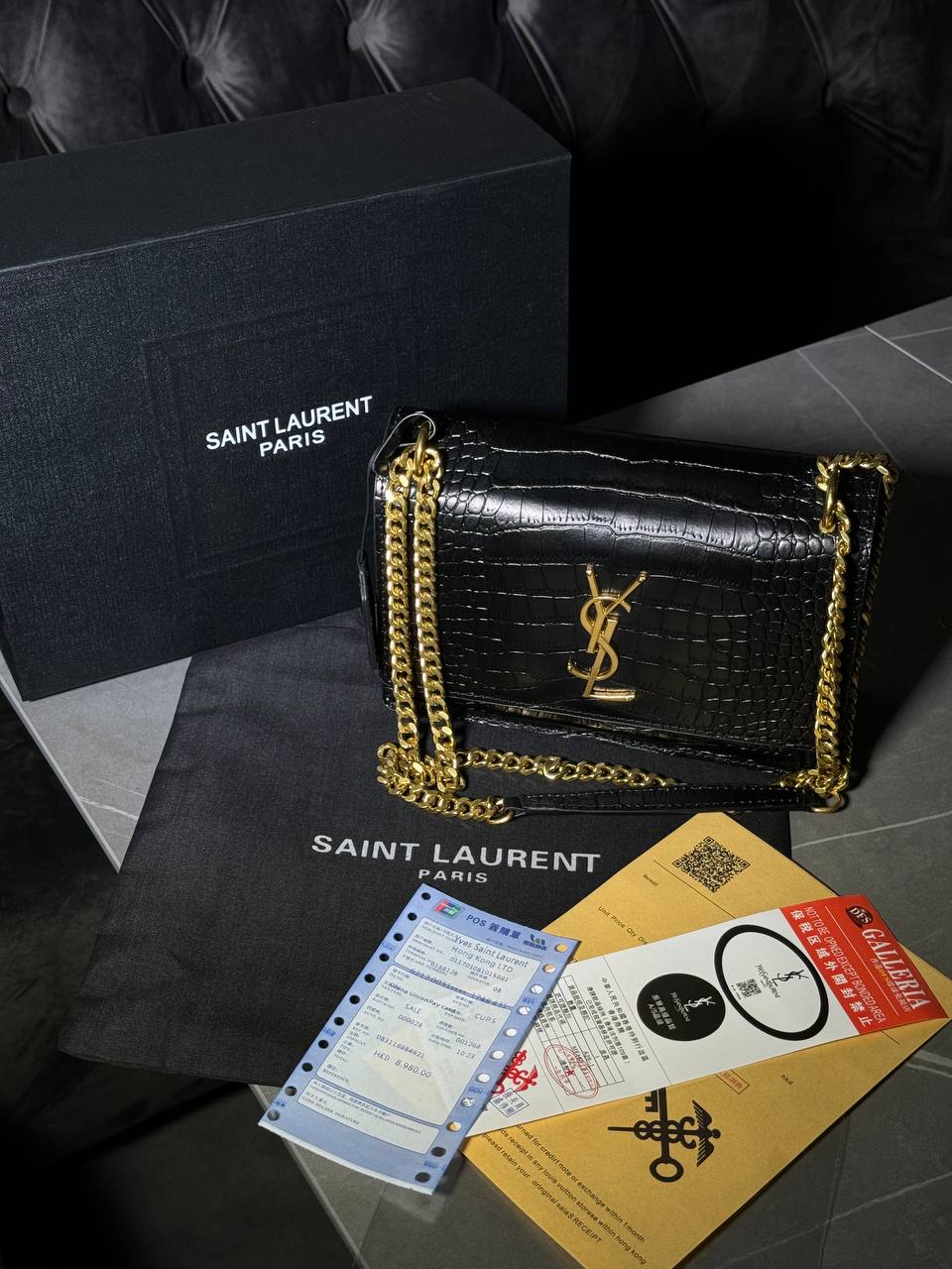 Yves Saint Laurent Medium Sunset in Smooth Leather Black/Silver - 2