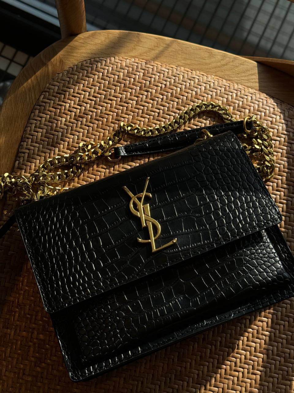 Yves Saint Laurent Medium Sunset in Smooth Leather Black/Silver - 8